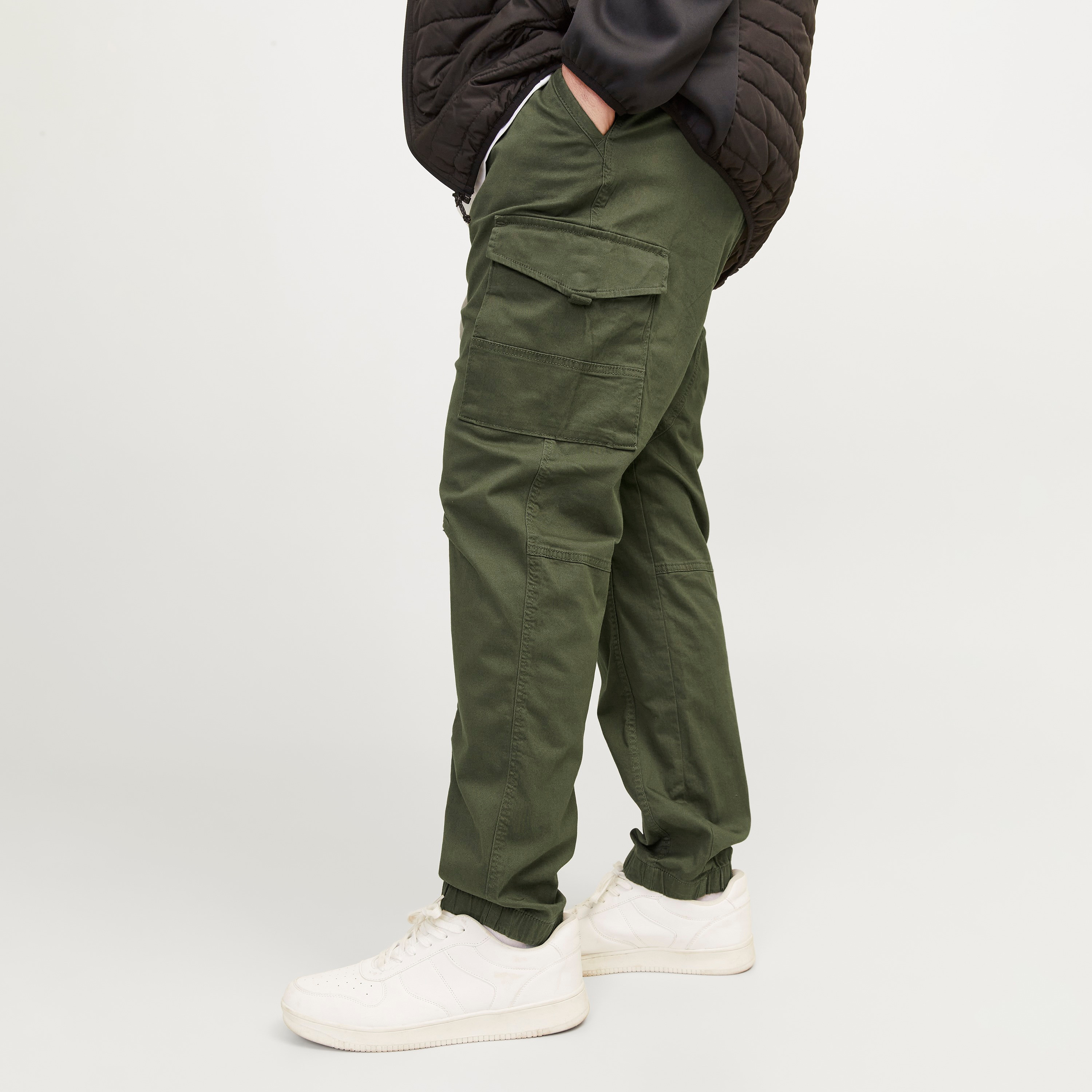 Jack & Jones Plain Mid Rise Buttoned Cargo Trousers-men-clothing-bottoms-trousersandchinos-trousers-image-5