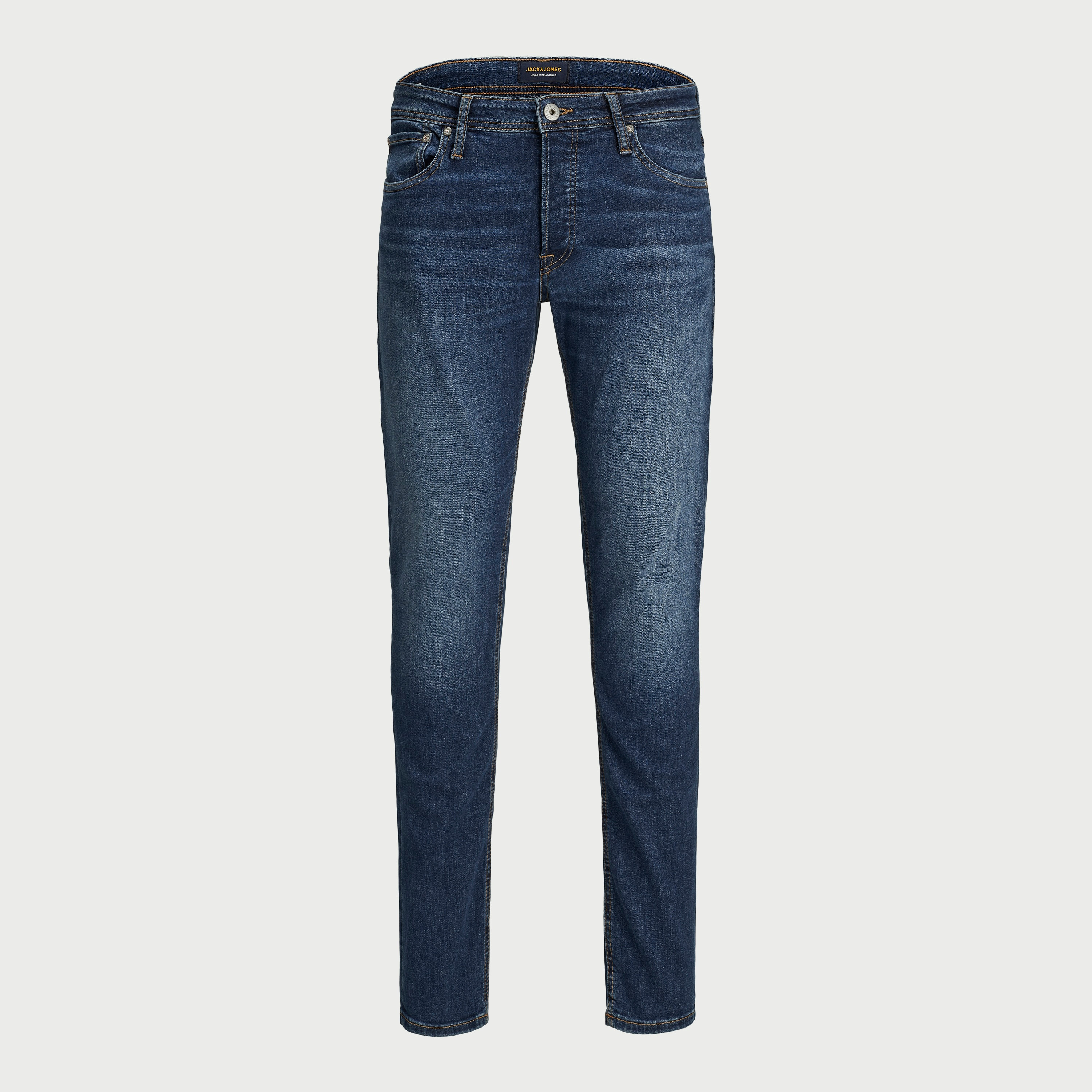 Jack & Jones Men Blue Plain Slim Fit Jeans with Pockets-men-clothing-bottoms-jeans-image-1