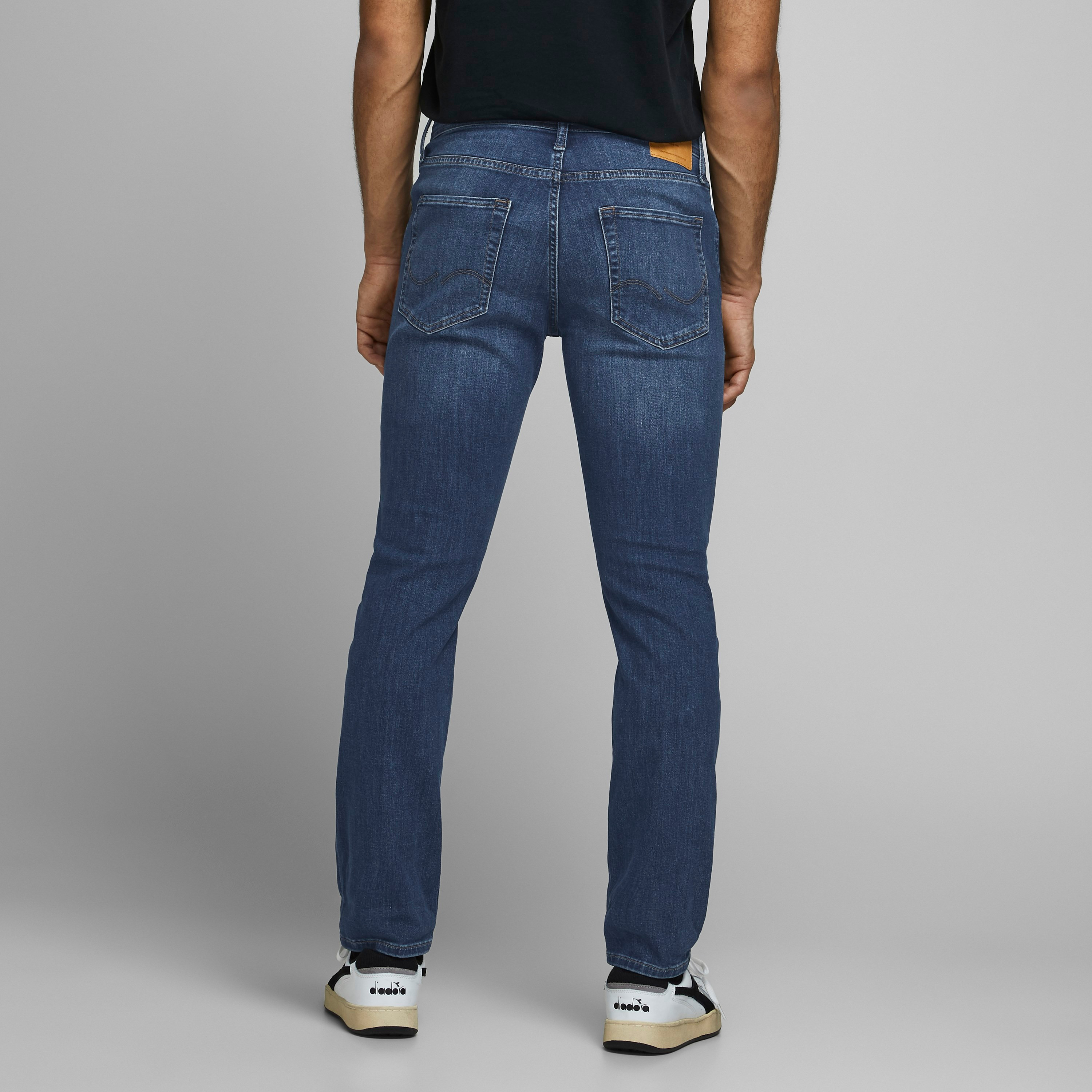 Jack & Jones Men Blue Plain Slim Fit Jeans with Pockets-men-clothing-bottoms-jeans-image-4