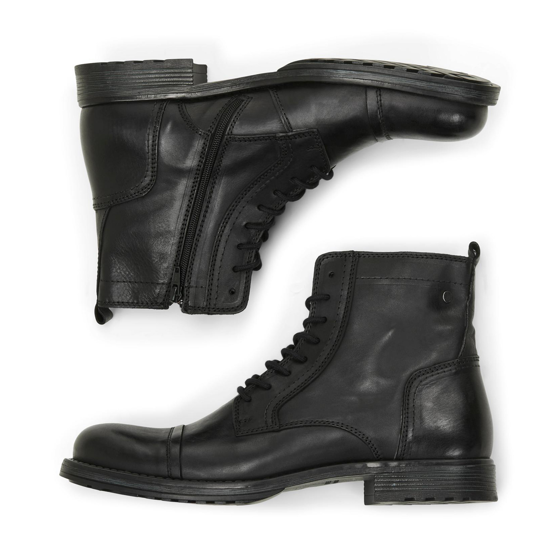 أحذية جلدية صلبة مع عالية من جاك آند جونز للرجال بلون اسود-men-shoes-boots-image-4