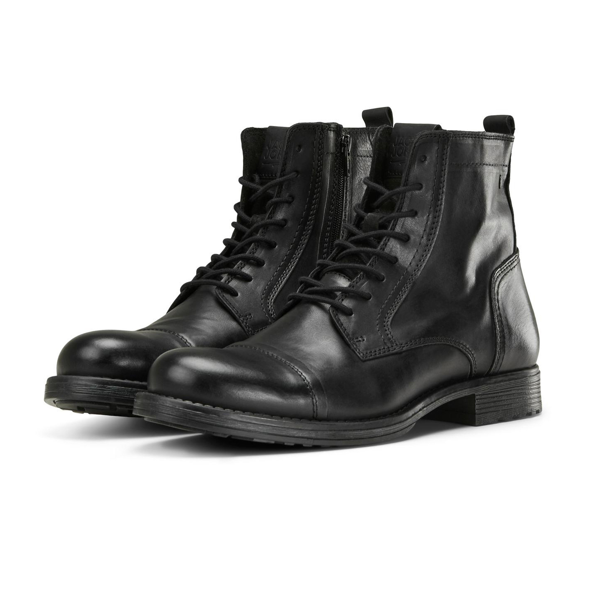 أحذية جلدية صلبة مع عالية من جاك آند جونز للرجال بلون اسود-men-shoes-boots-image-6