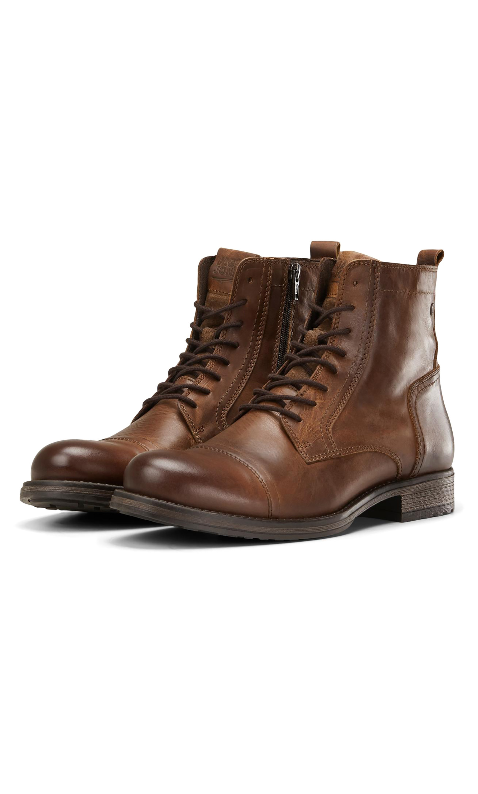 بوتز جاك آند جونز الرجالي مصنوع من الجلد بأربطة وسحاب | 12156000-men-shoes-boots-image-3