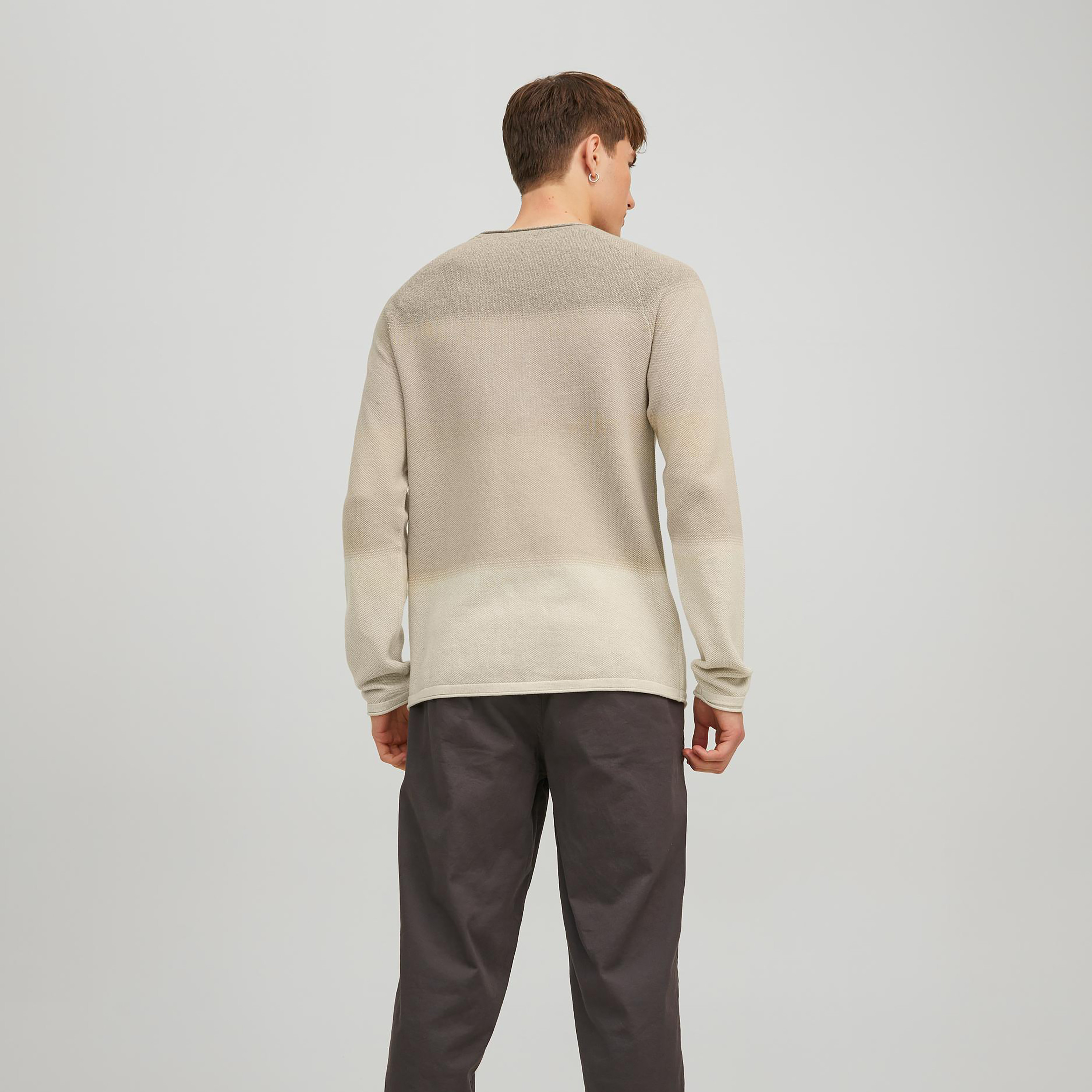 Jack & Jones Men Cream Colour Blocked Crew Neck Pullover-men-clothing-sweatersandpullovers-image-2