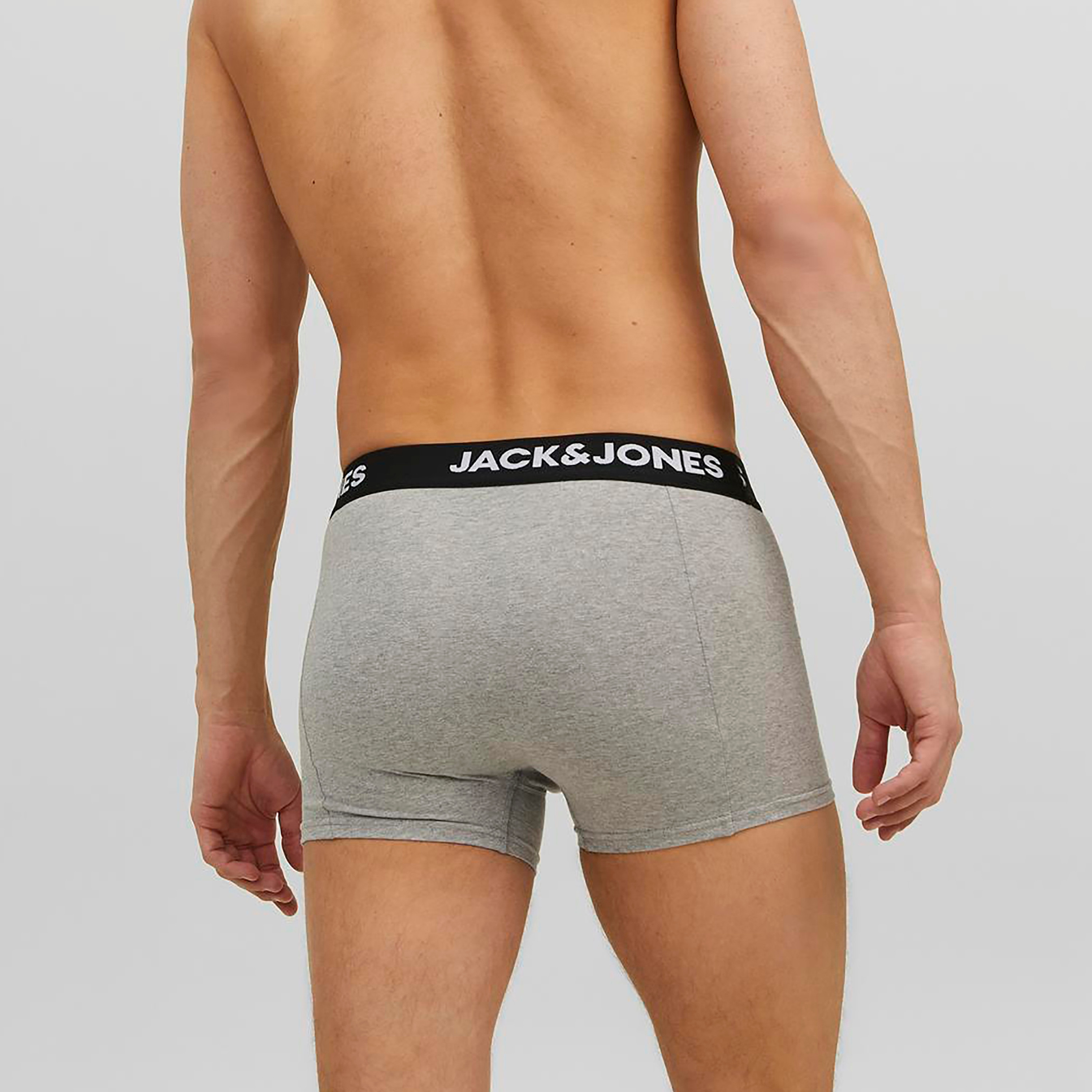 Jack & Jones Pack of 3 Plain Trunks with Brand Print Waistband-men-clothing-innerwear-underwear-image-4