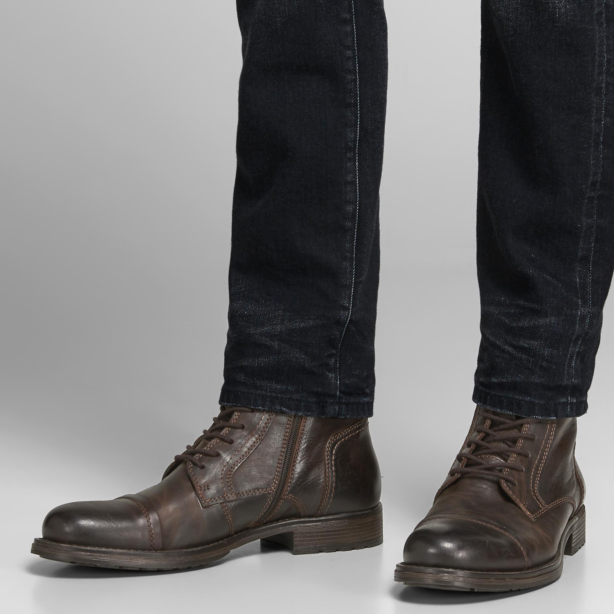 Jack & Jones Men Brown Solid Leather Boots-men-shoes-boots-image-2