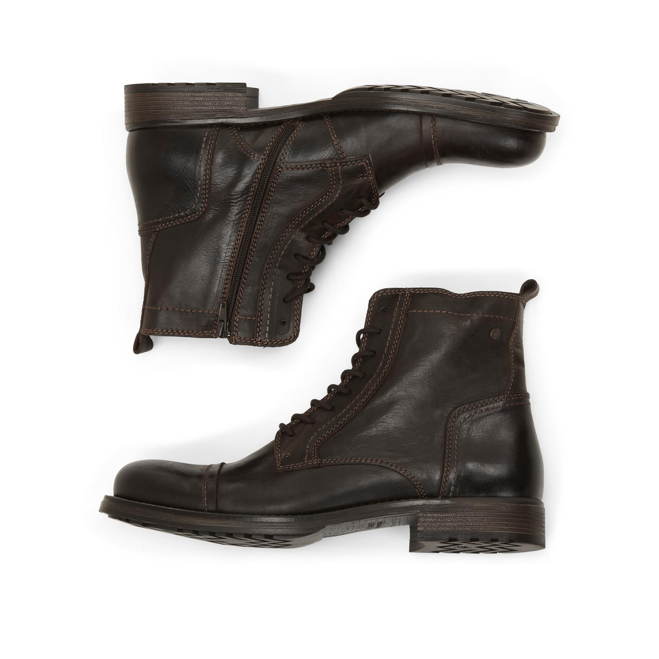Jack & Jones Men Brown Solid Leather Boots-men-shoes-boots-image-4
