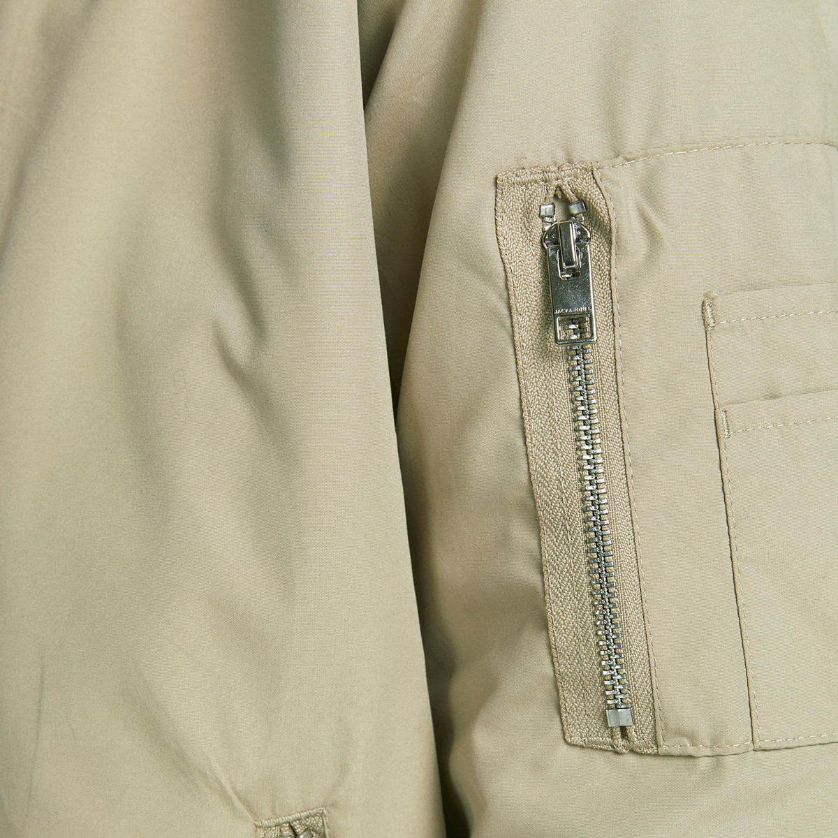 Jack & Jones Men Beige Plain Bomber Jacket with Ribbed Hem-men-clothing-jacketsandblazers-jackets-image-5