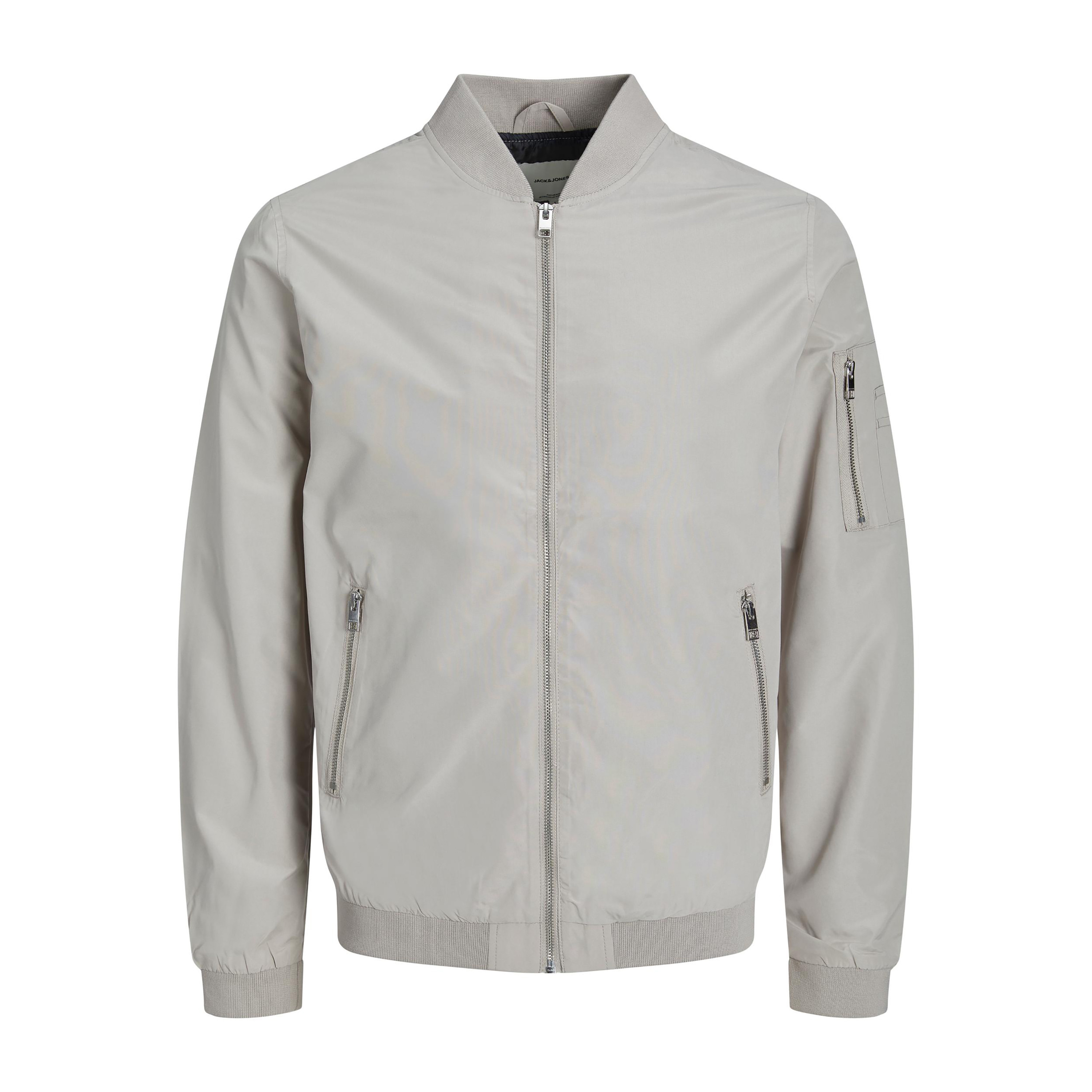 Jack & Jones Men Grey Plain Zip Front Bomber Jacket-men-clothing-jacketsandblazers-jackets-image-3