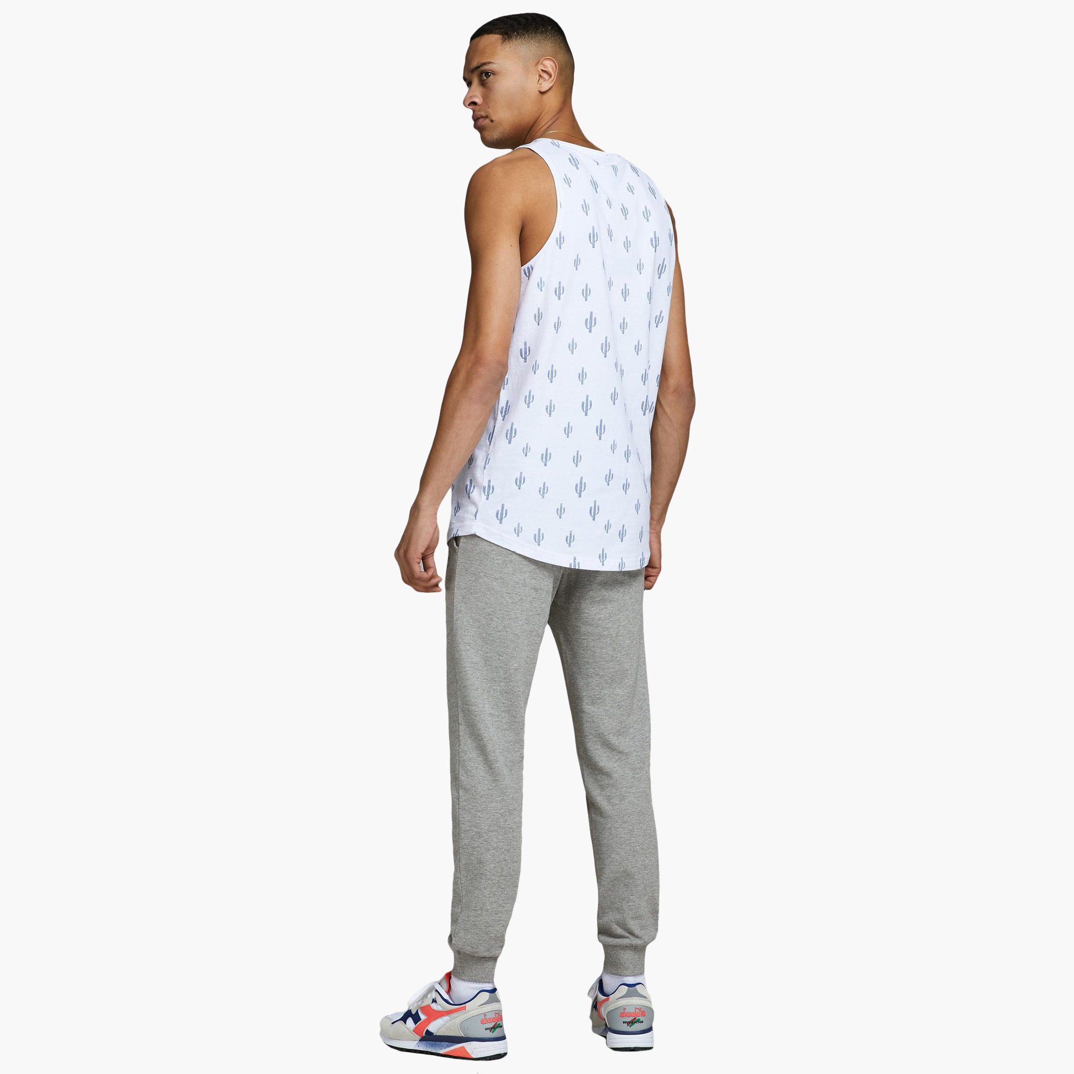 Jack & Jones Men Grey Plain Drawstring Joggers with Pockets-men-clothing-bottoms-joggers-image-3