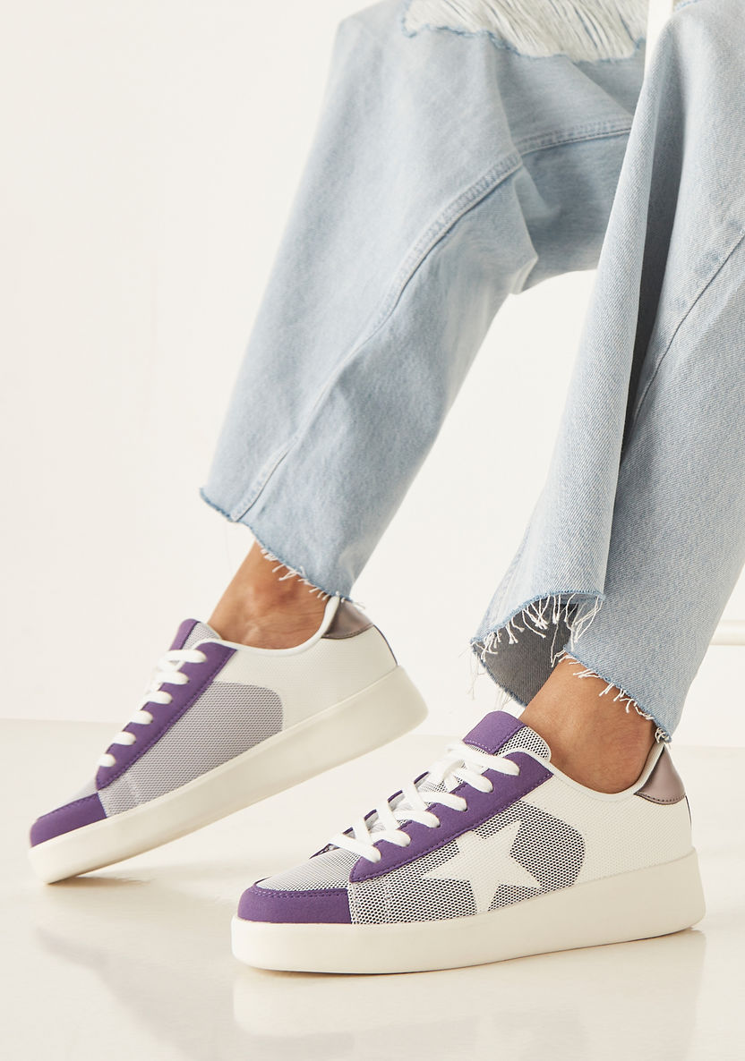 Missy Panelled Sneakers with Lace-Up Closure-Women%27s Sneakers-image-0