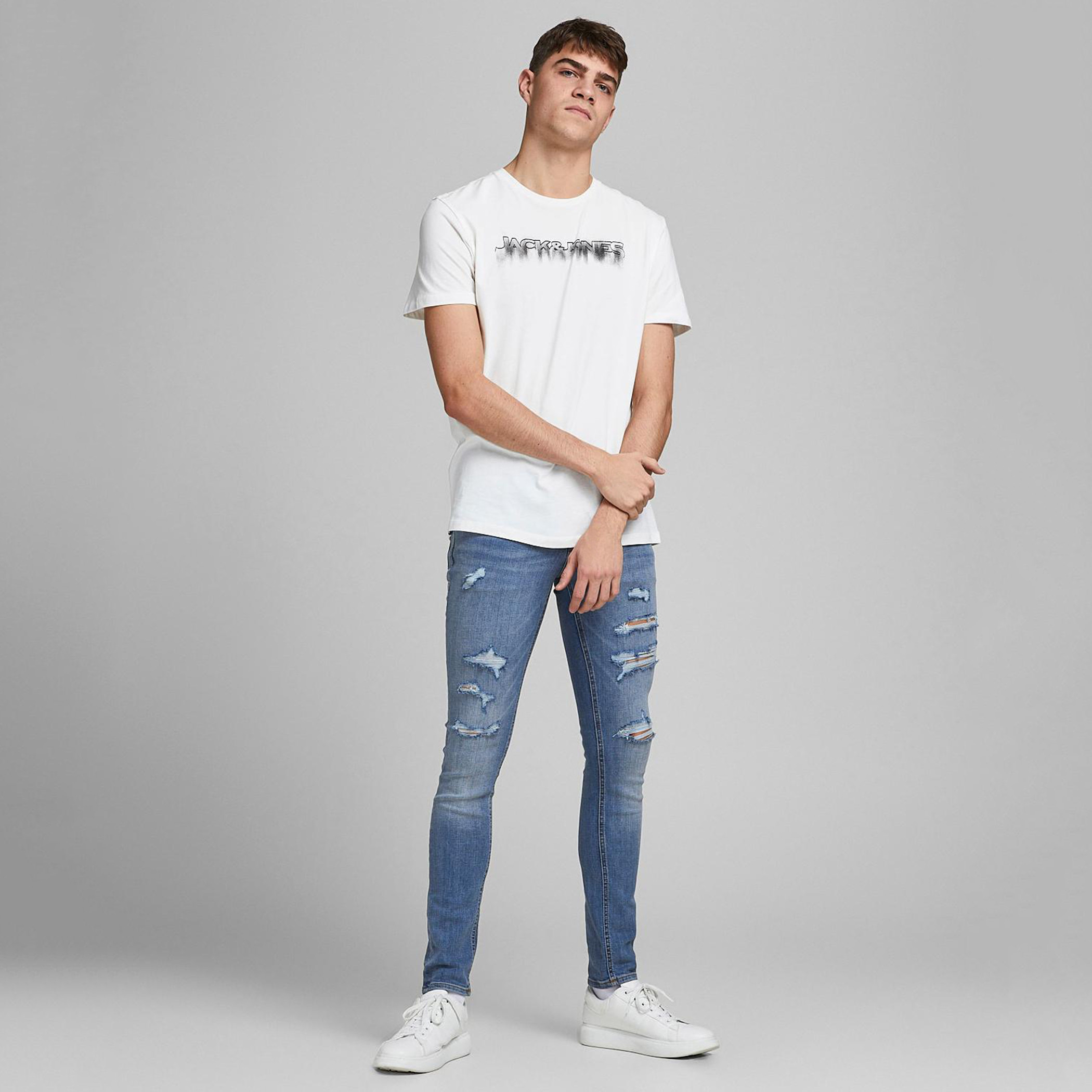 بنطلون جينز دنيم مضلّع بجيوب وزر إغلاق من جاك & جونز-men-clothing-bottoms-jeans-image-3