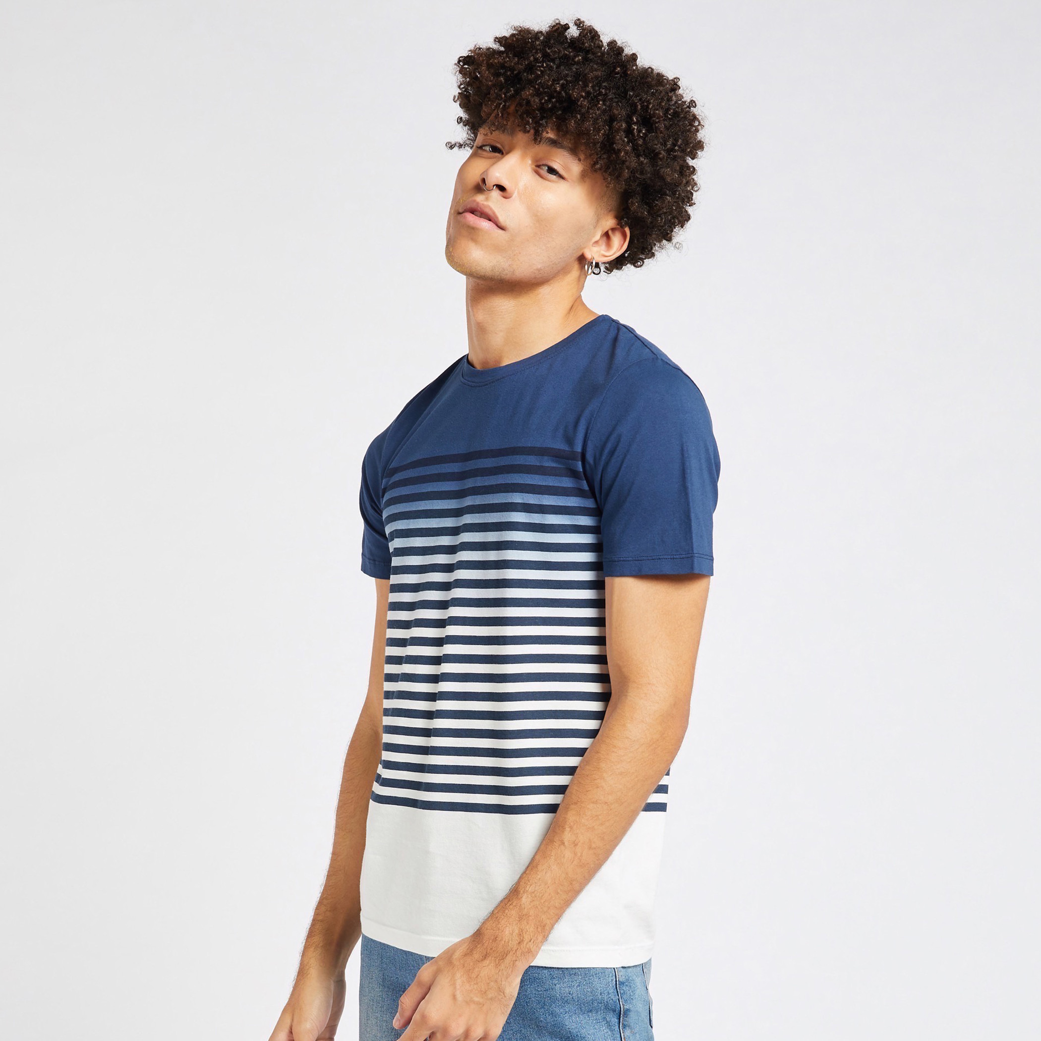 Jack & Jones Striped T-shirt with Short Sleeves and Crew Neck-men-clothing-tshirtsandpolos-tshirts-image-1