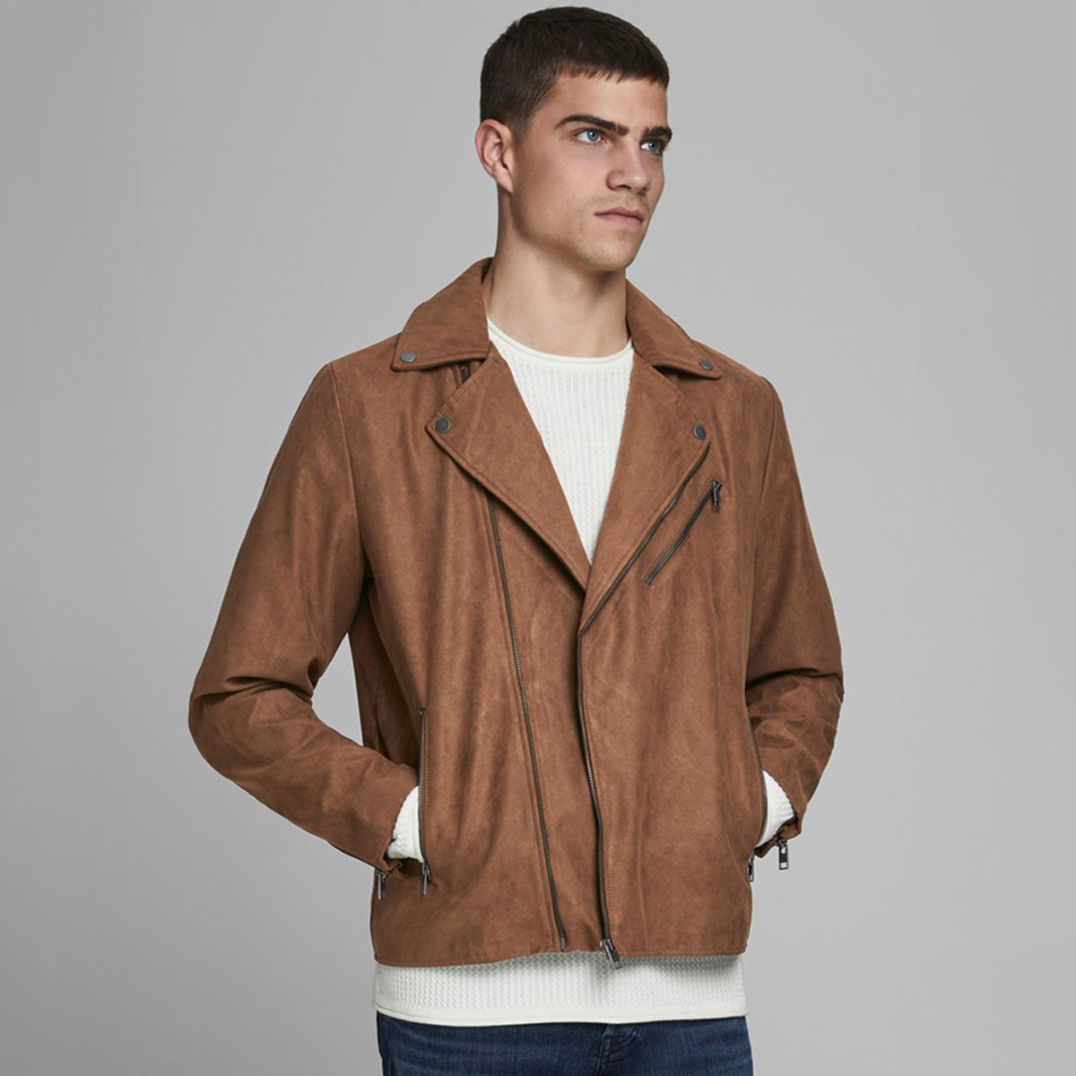 Jack & Jones Solid Biker Jacket with Pockets and Zip Closure-men-clothing-jacketsandblazers-jackets-image-9