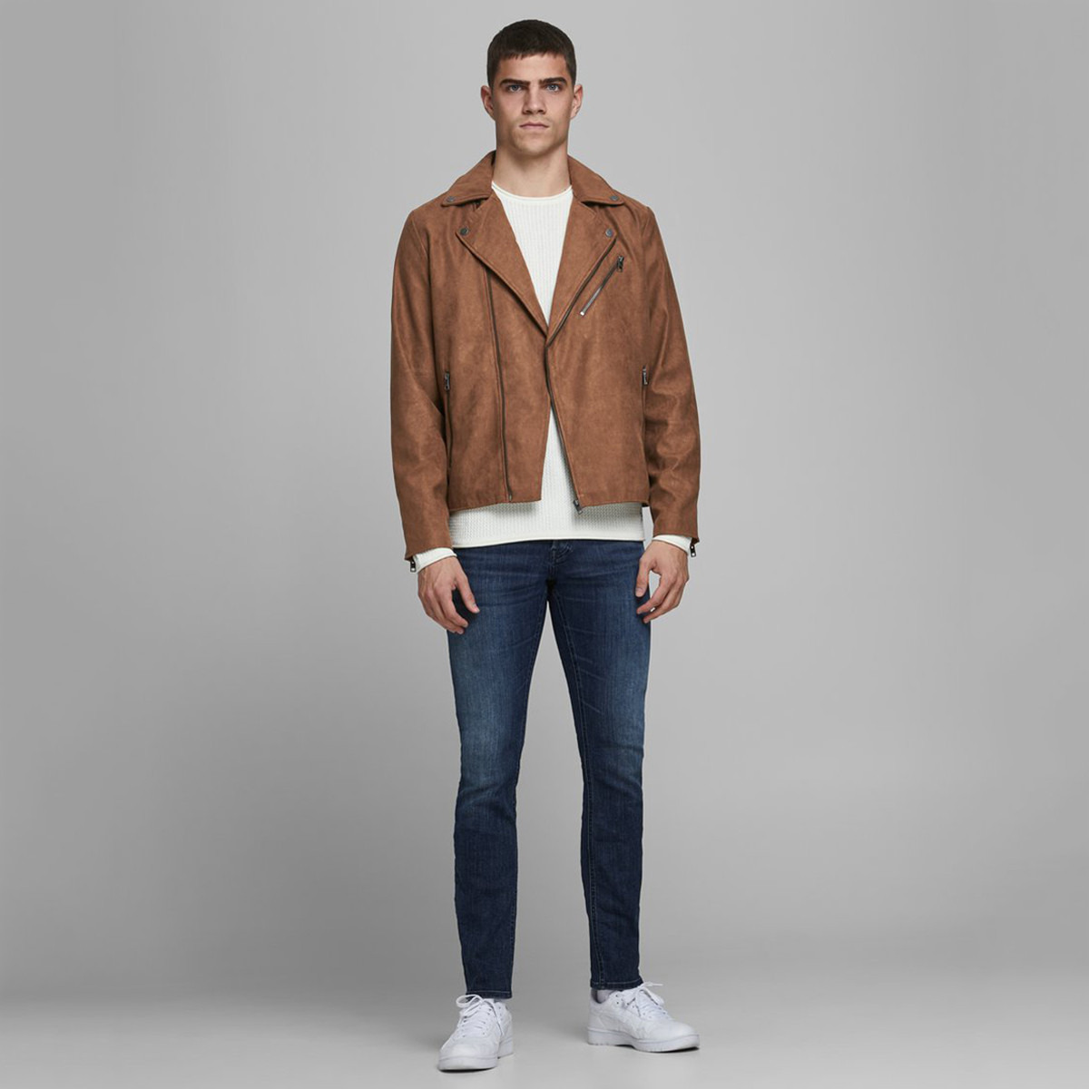 Jack & Jones Solid Biker Jacket with Pockets and Zip Closure-men-clothing-jacketsandblazers-jackets-image-11