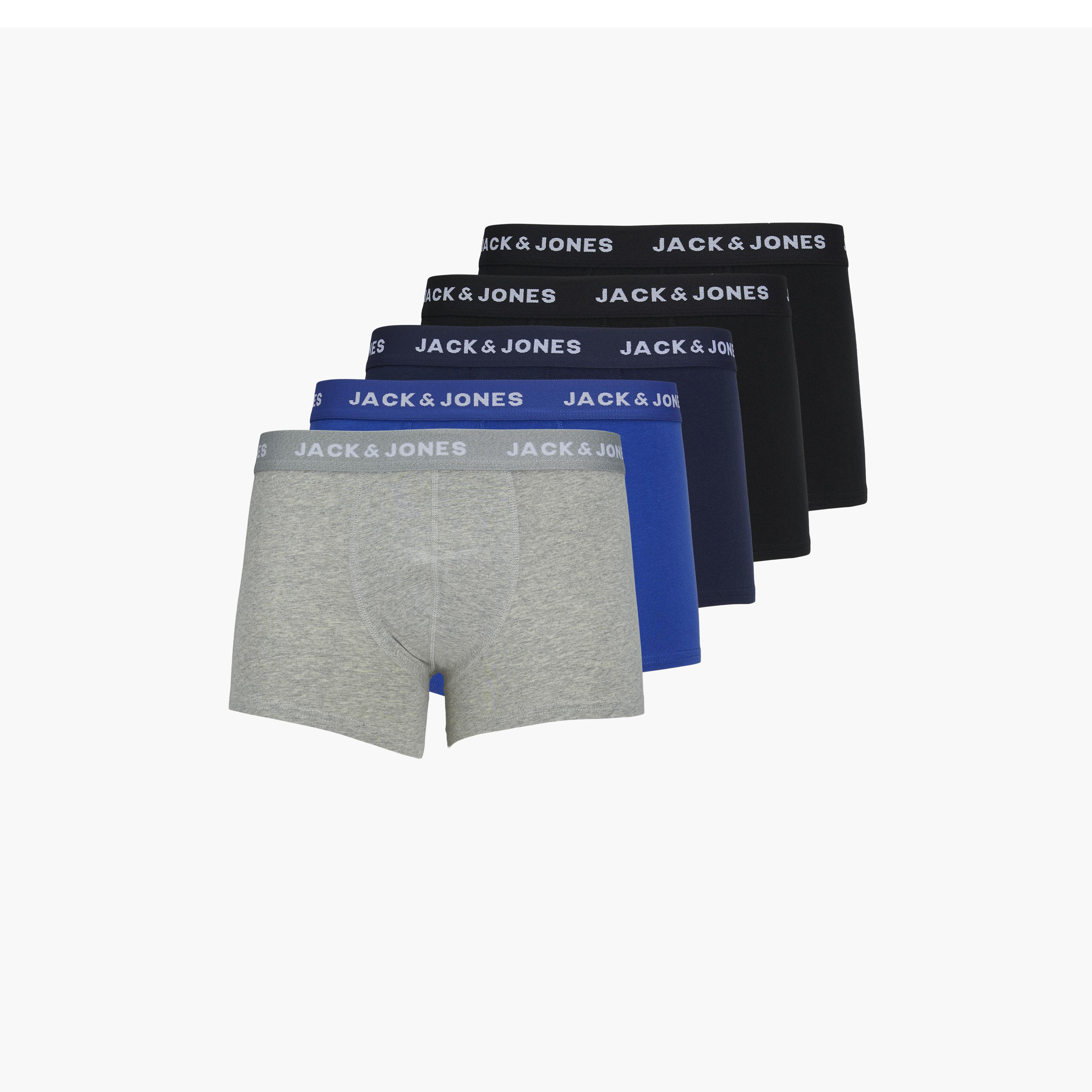 Jack & Jones Pack of 5 Brand Print Waistband Trunks-men-clothing-innerwear-underwear-image-1