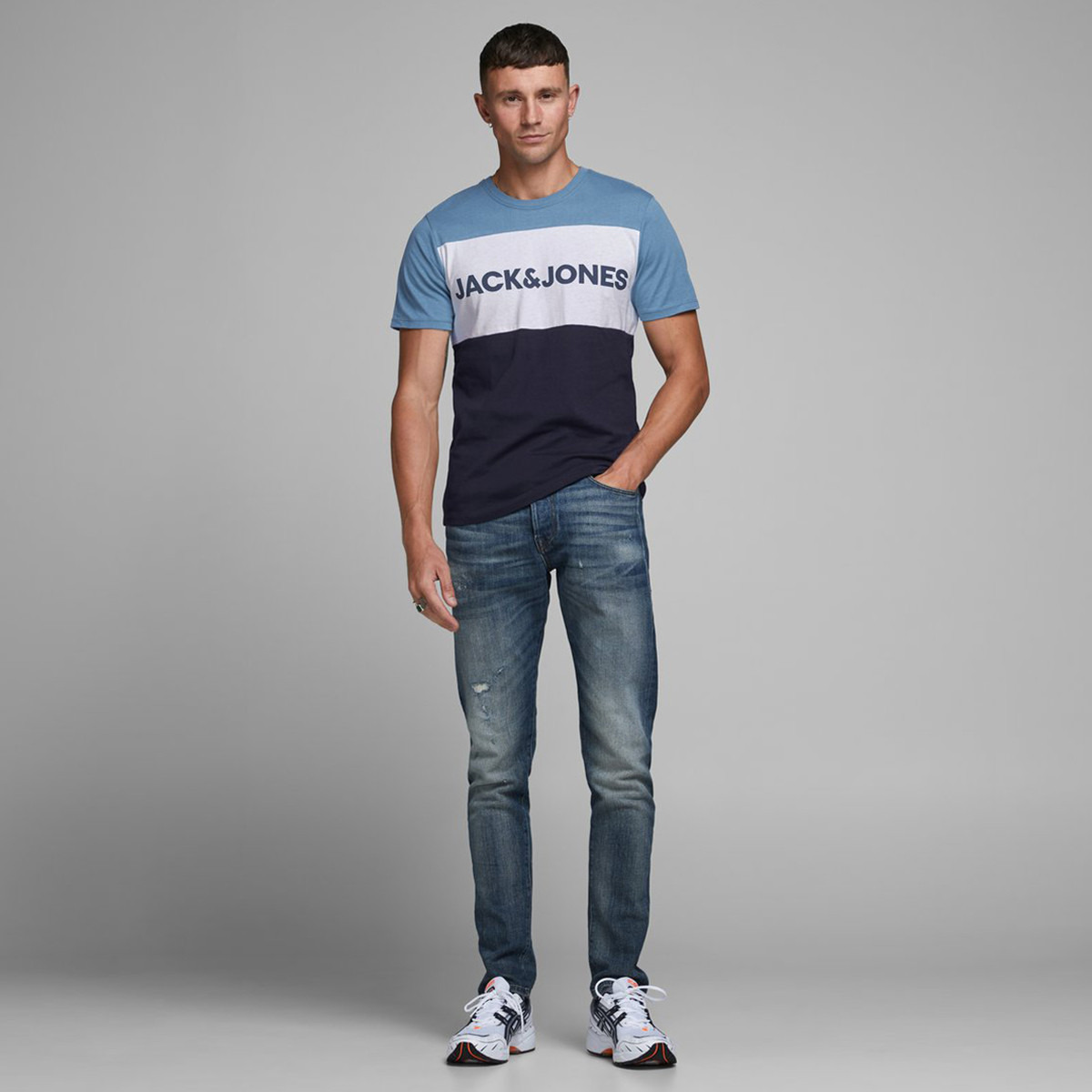 Jack & Jones Men Cotton Solid Blue T-Shirt-men-clothing-tshirtsandpolos-tshirts-image-3