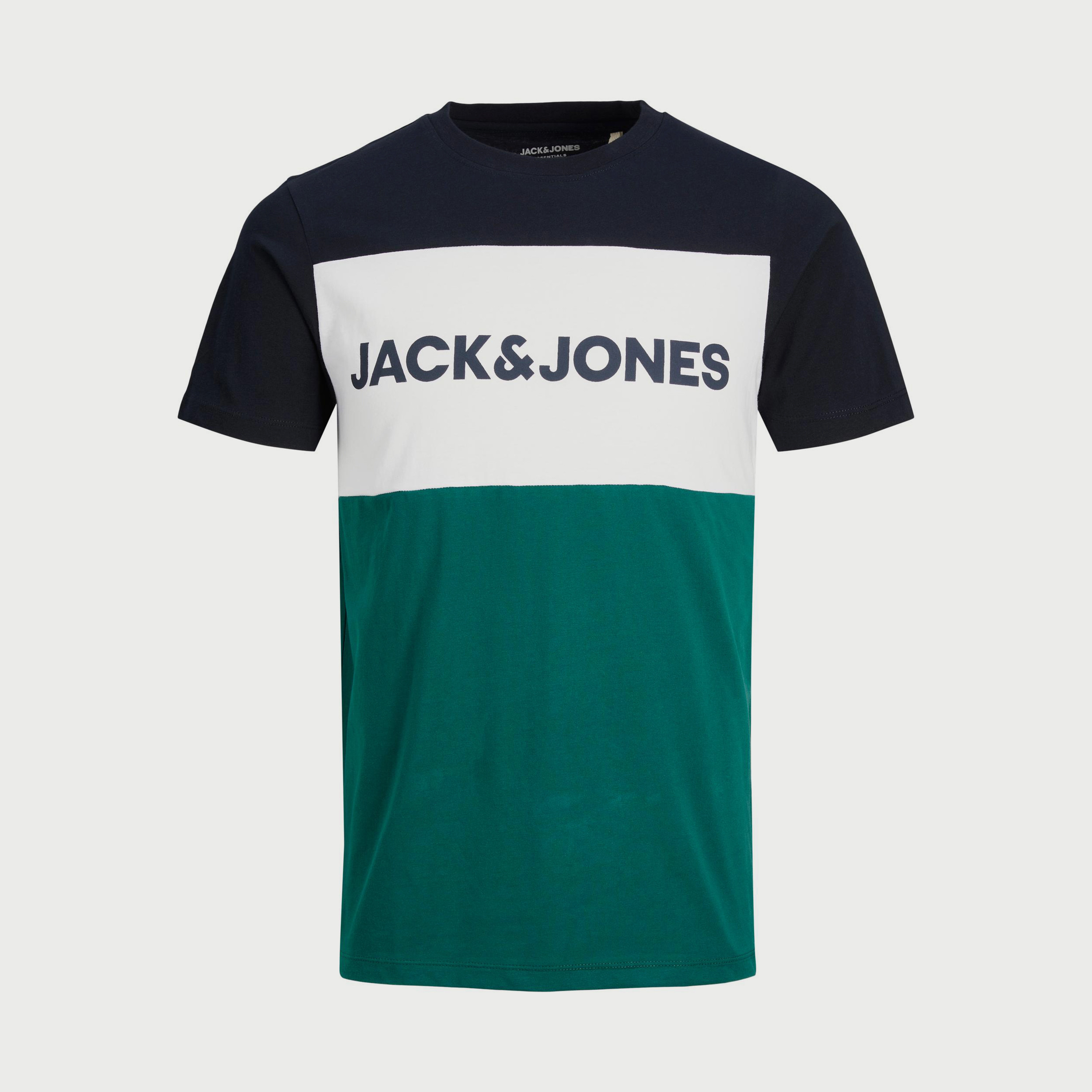 تي شيرت جاك آند جونز ذو كلر بلوكد وياقة دائرية وأكمام قصيرة-men-clothing-tshirtsandpolos-tshirts-image-8