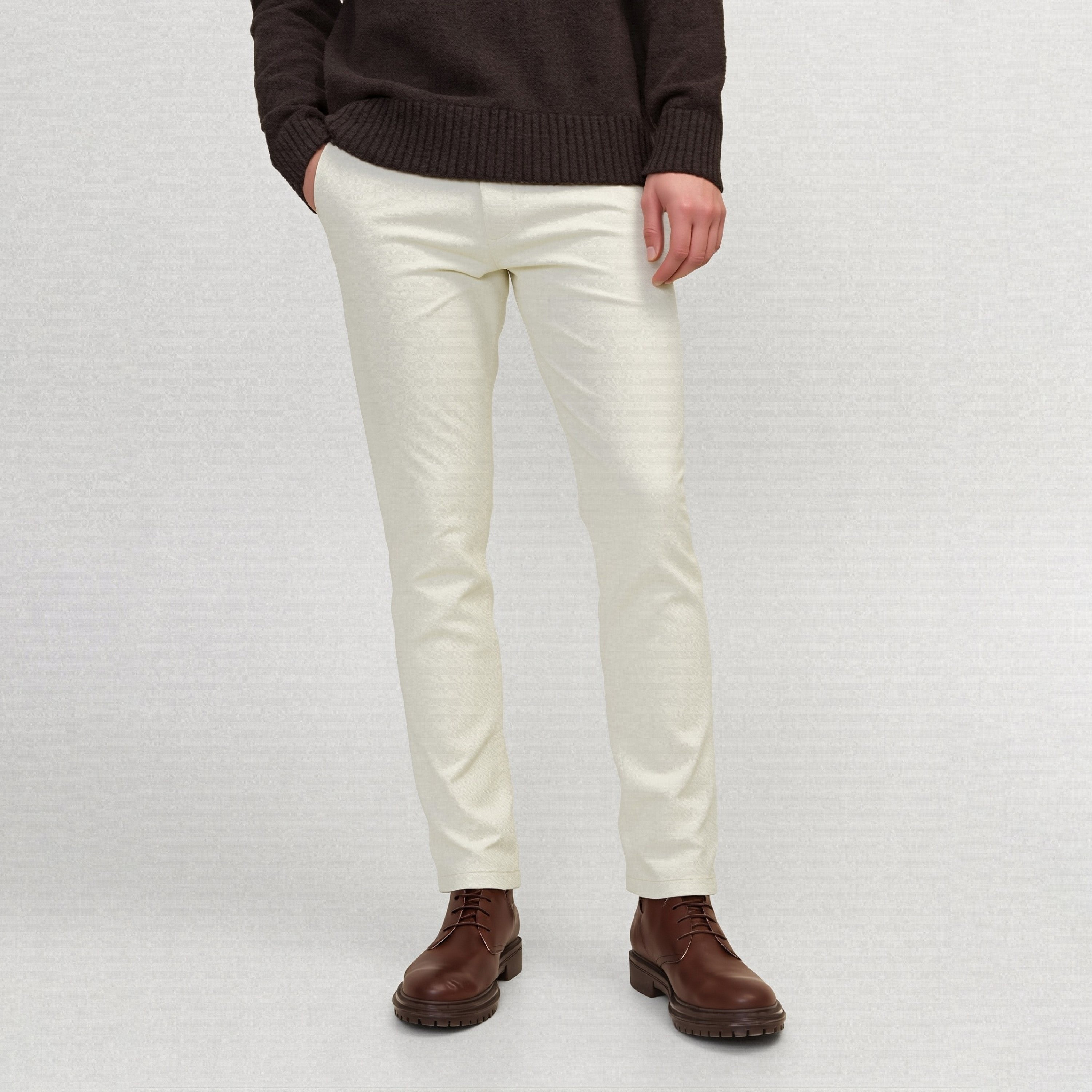سراويل تشينو رجالية سادة بخصر متوسط الارتفاع وزر وسحاب من جاك ان جونز-men-clothing-bottoms-trousersandchinos-chinos-image-19