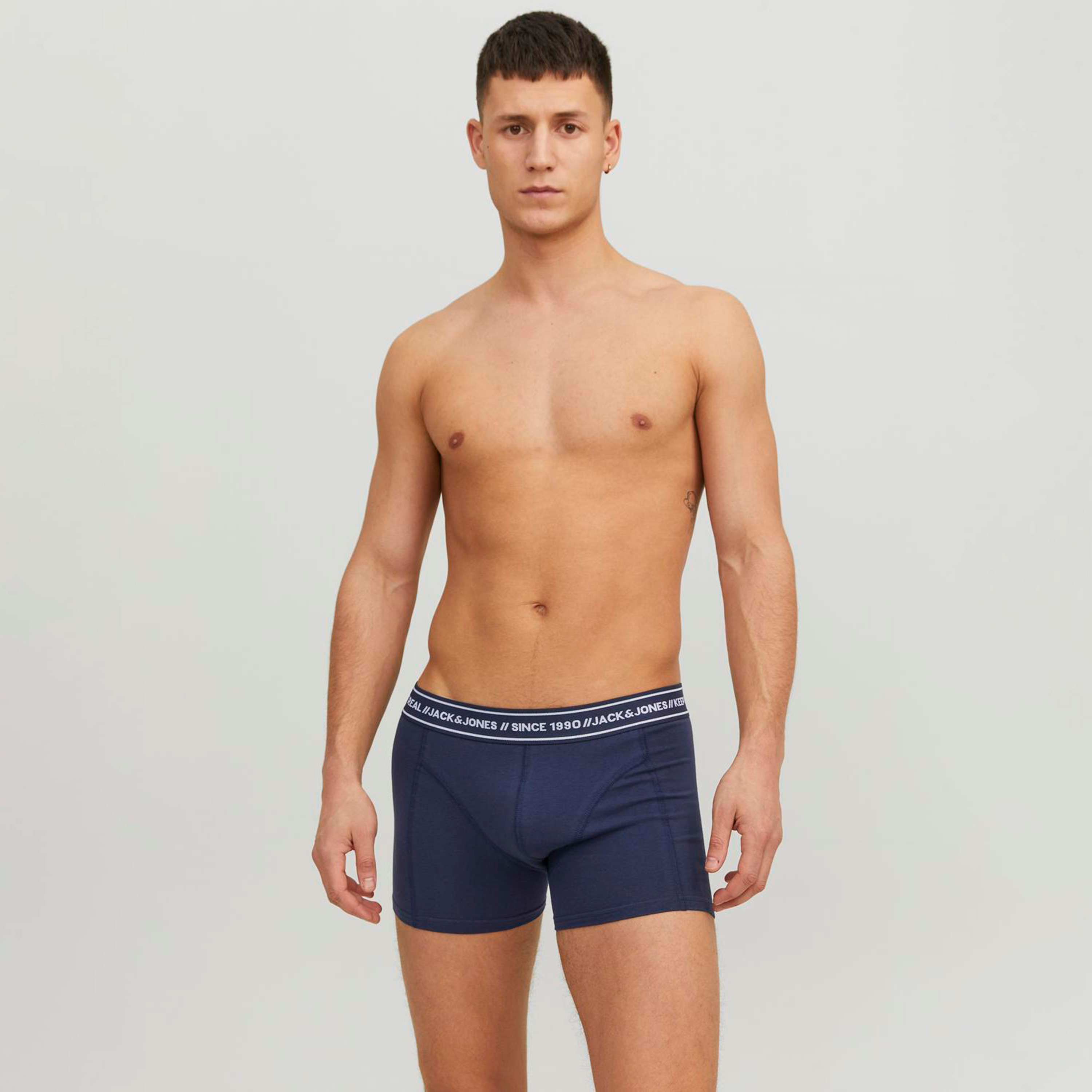 Jack & Jones Pack of 3 Brand Print Elasticated Waistband Trunks-men-clothing-innerwear-underwear-image-2