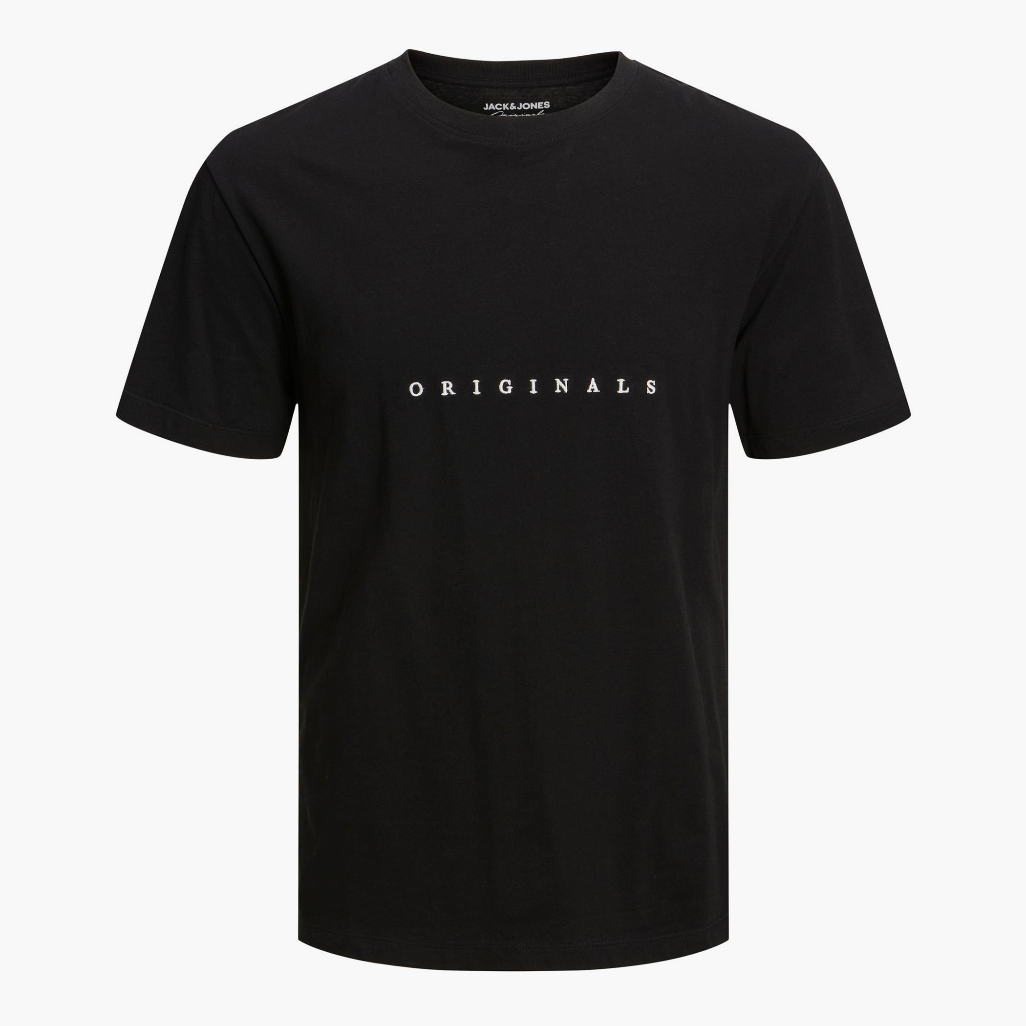 تي شيرت رجالي من جاك آند جونز بأكمام قصيرة و ياقة مستديرة و مطرز مع لون اسود-men-clothing-tshirtsandpolos-tshirts-image-1