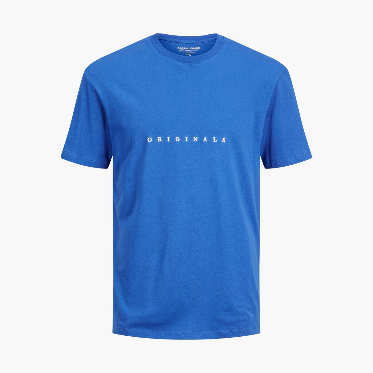 تي شيرت رجالي من جاك آند جونز بأكمام قصيرة و ياقة مستديرة و مطرز مع لون ازرق-men-clothing-tshirtsandpolos-tshirts-image-3