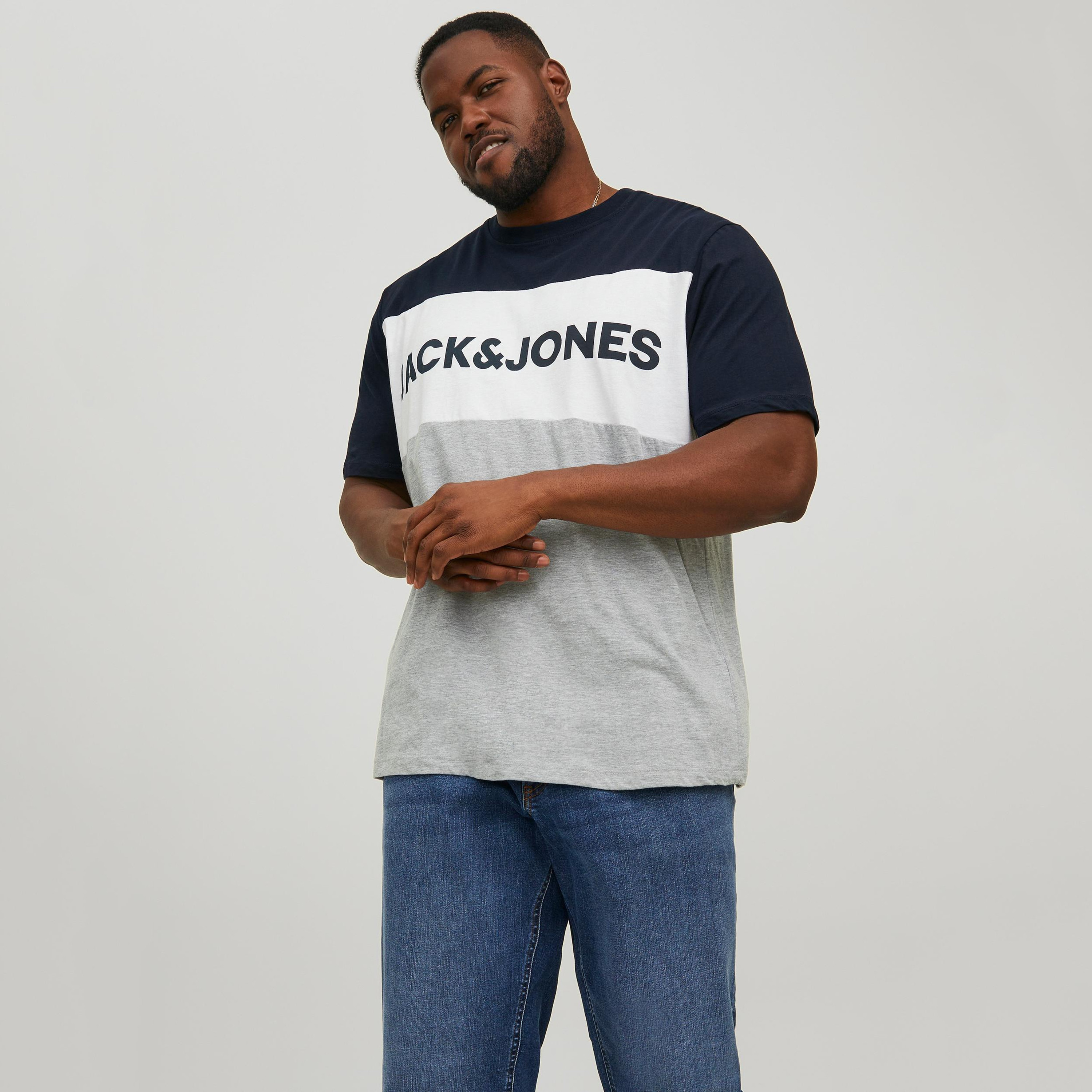 Jack & Jones Plus Size Color Block Crew Neck Short Sleeves T-Shirt-men-clothing-tshirtsandpolos-tshirts-image-1