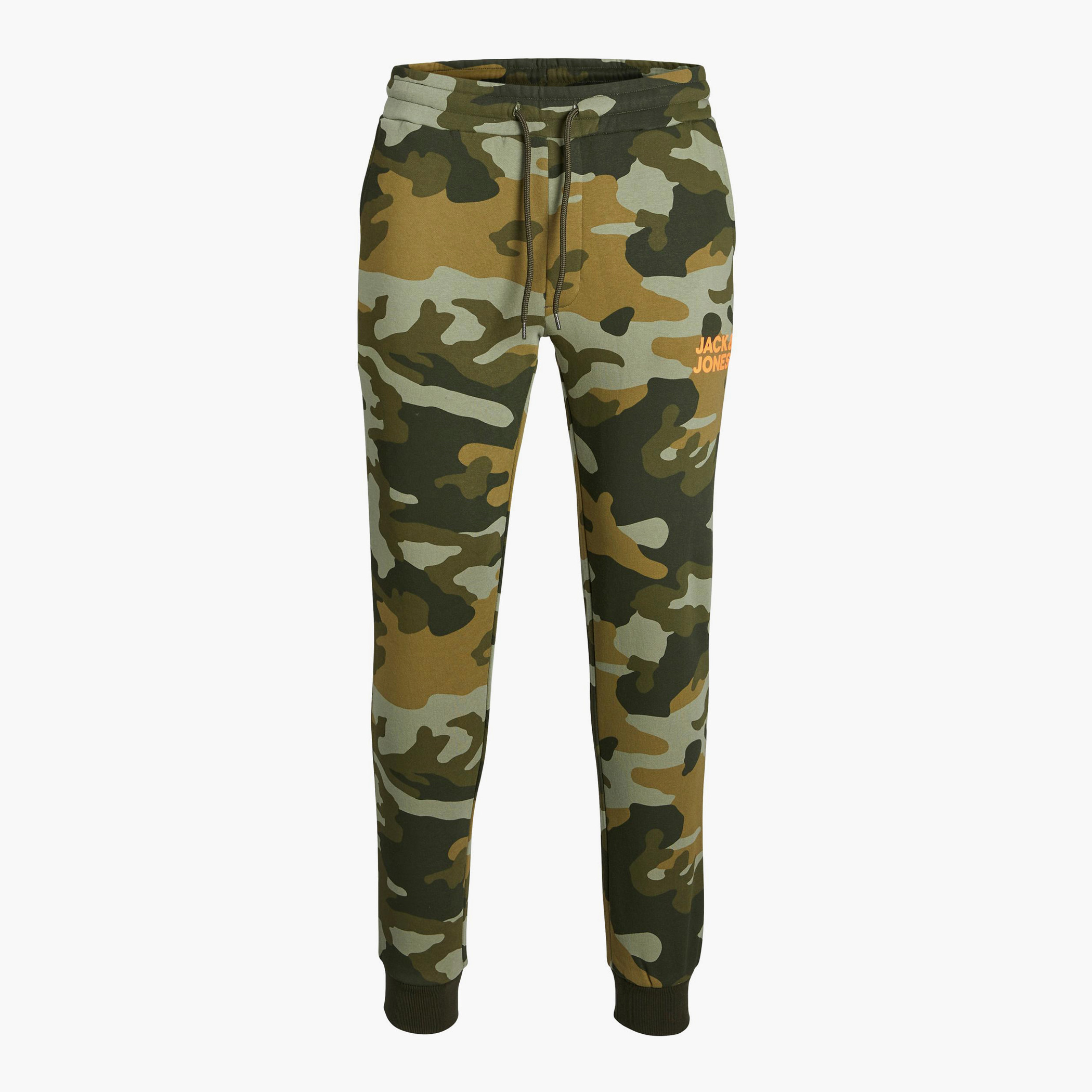 Jack & Jones Camouflage Print Mid-Rise Jog Pants with Drawstring Closure-men-clothing-bottoms-joggers-image-1