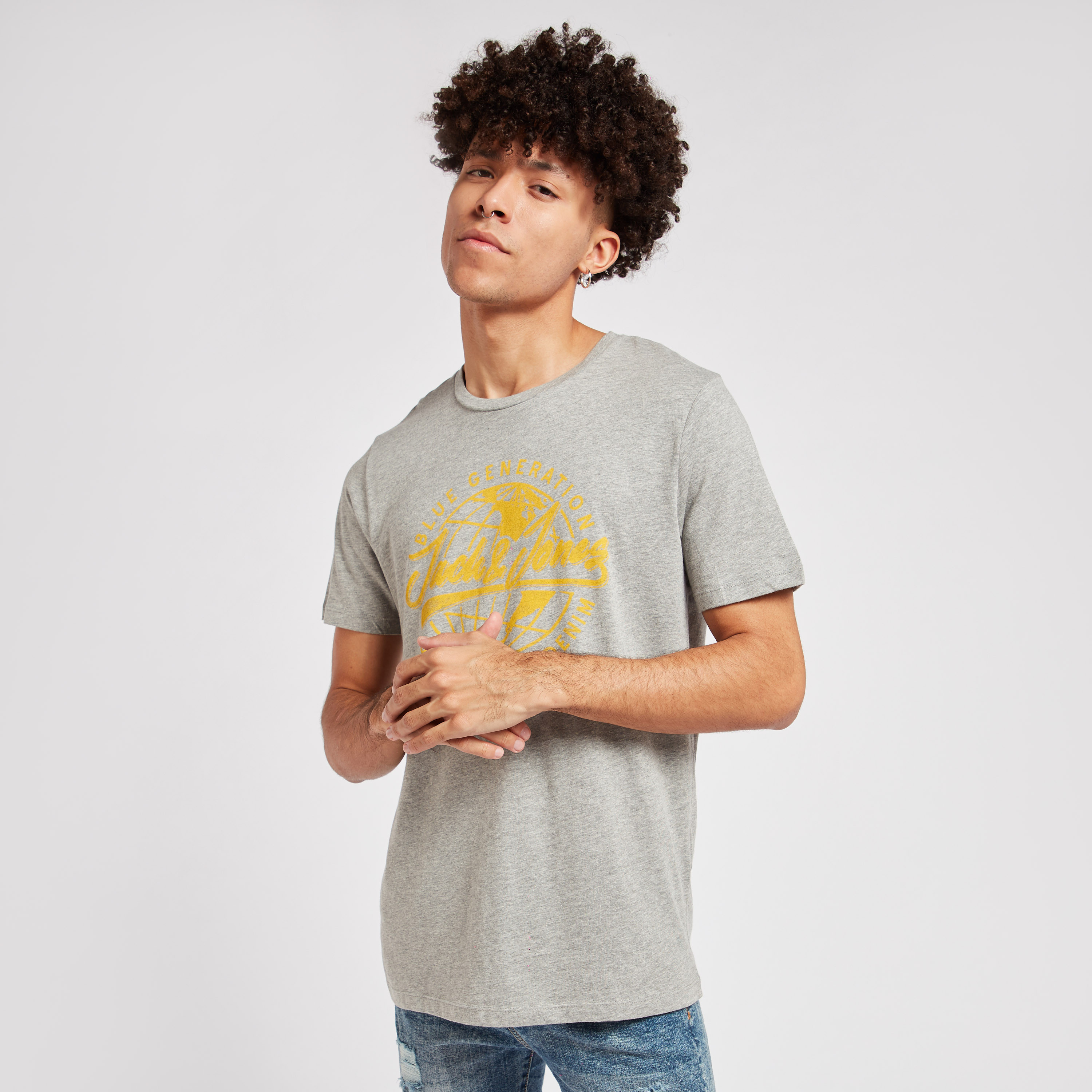 تيشيرت بياقة ضيقة وأكمام قصيرة من جاك آند جونز-men-clothing-tshirtsandpolos-tshirts-image-1