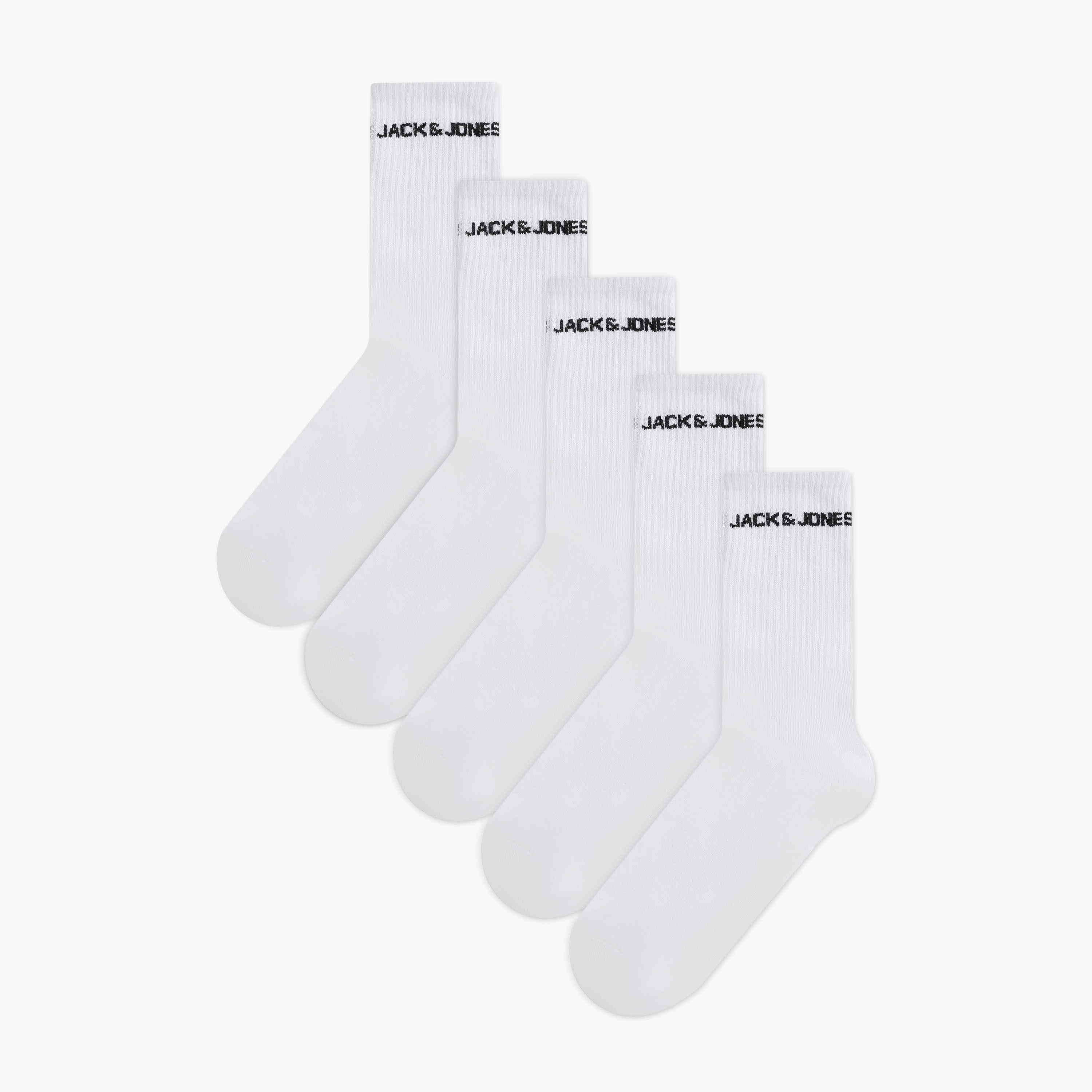 مجموعة من 5 جوارب سادة بطول منتصف الساق للرجال من جاك اند جونز-men-socks-image-1