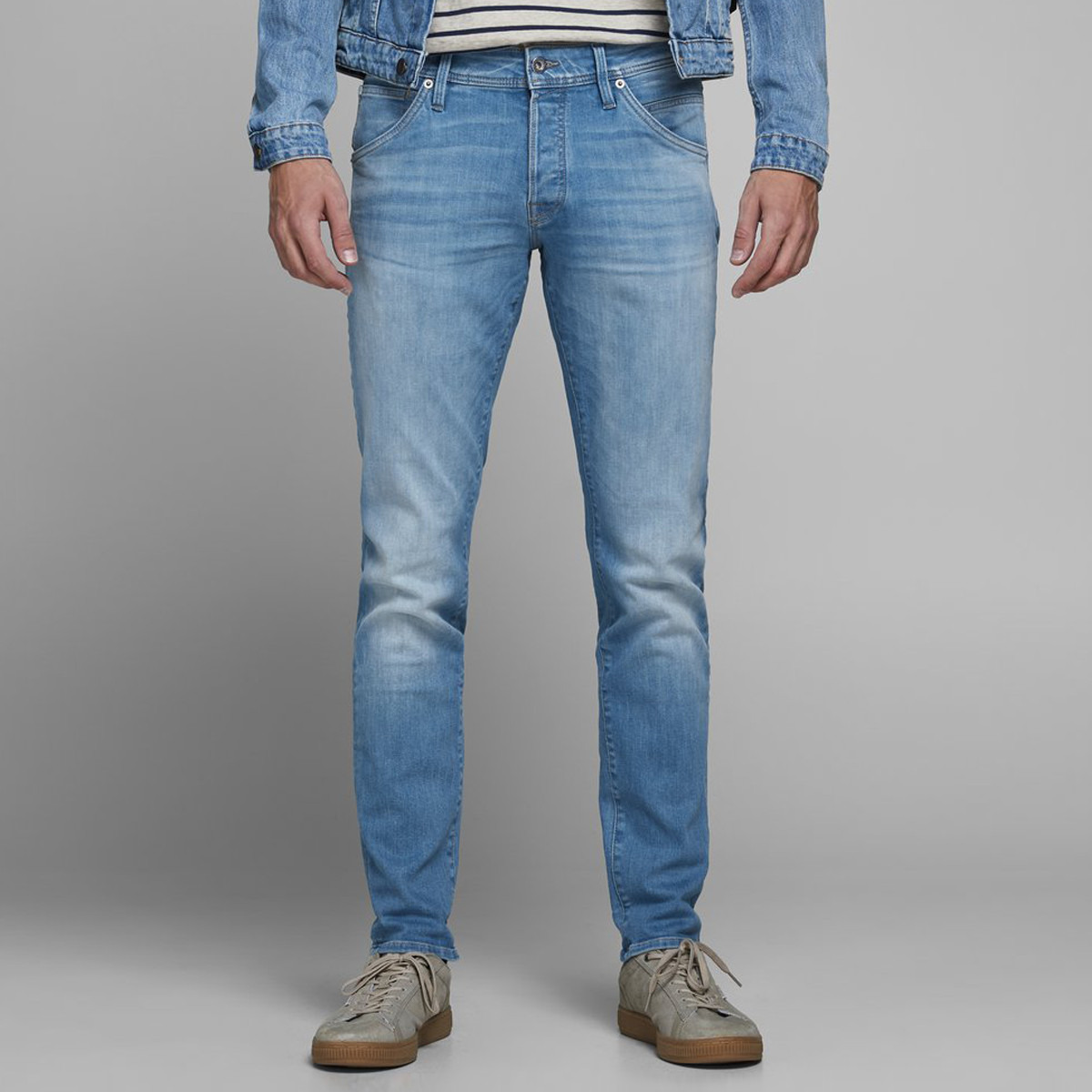 Jack & Jones Solid Mid Rise Denim Jeans with Pockets-men-clothing-bottoms-jeans-image-1
