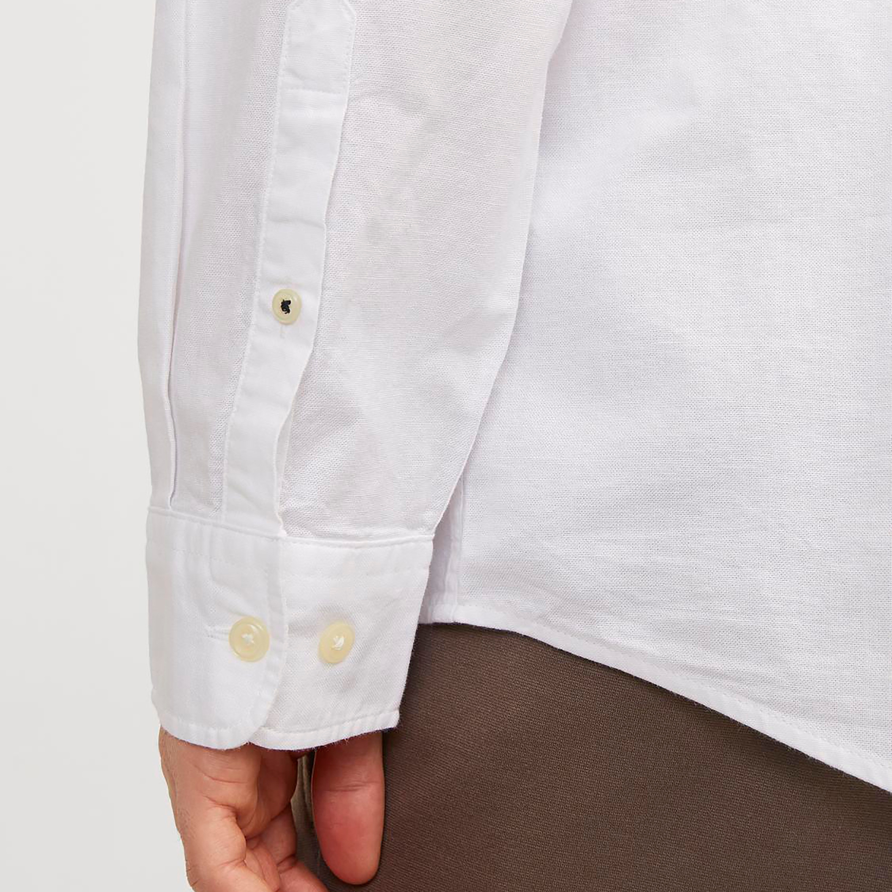 Jack & Jones Comfort Fit Plain Button Down Collar Long Sleeves Men's Shirt-men-clothing-shirts-image-6
