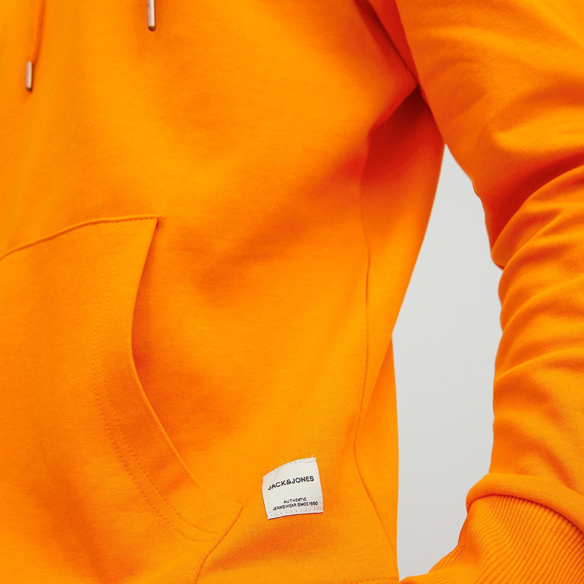 Jack & Jones Men Orange Plain Kangaroo Pocket Hoodie-men-winterwear-hoodiesandsweatshirts-image-5
