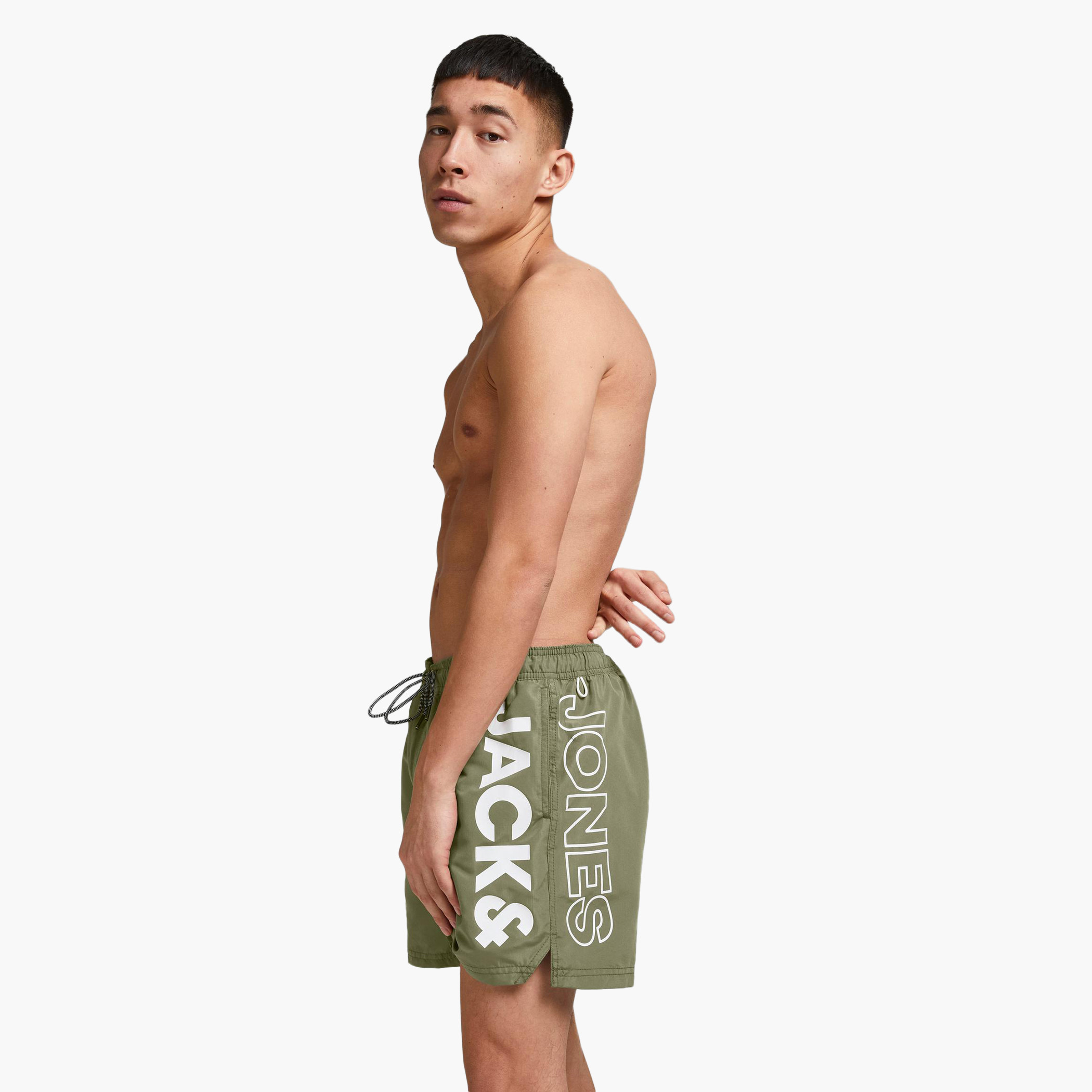Jack & Jones Polyester Solid Men Olive Swim Shorts-men-clothing-sportswearandactivewear-bottoms-image-2