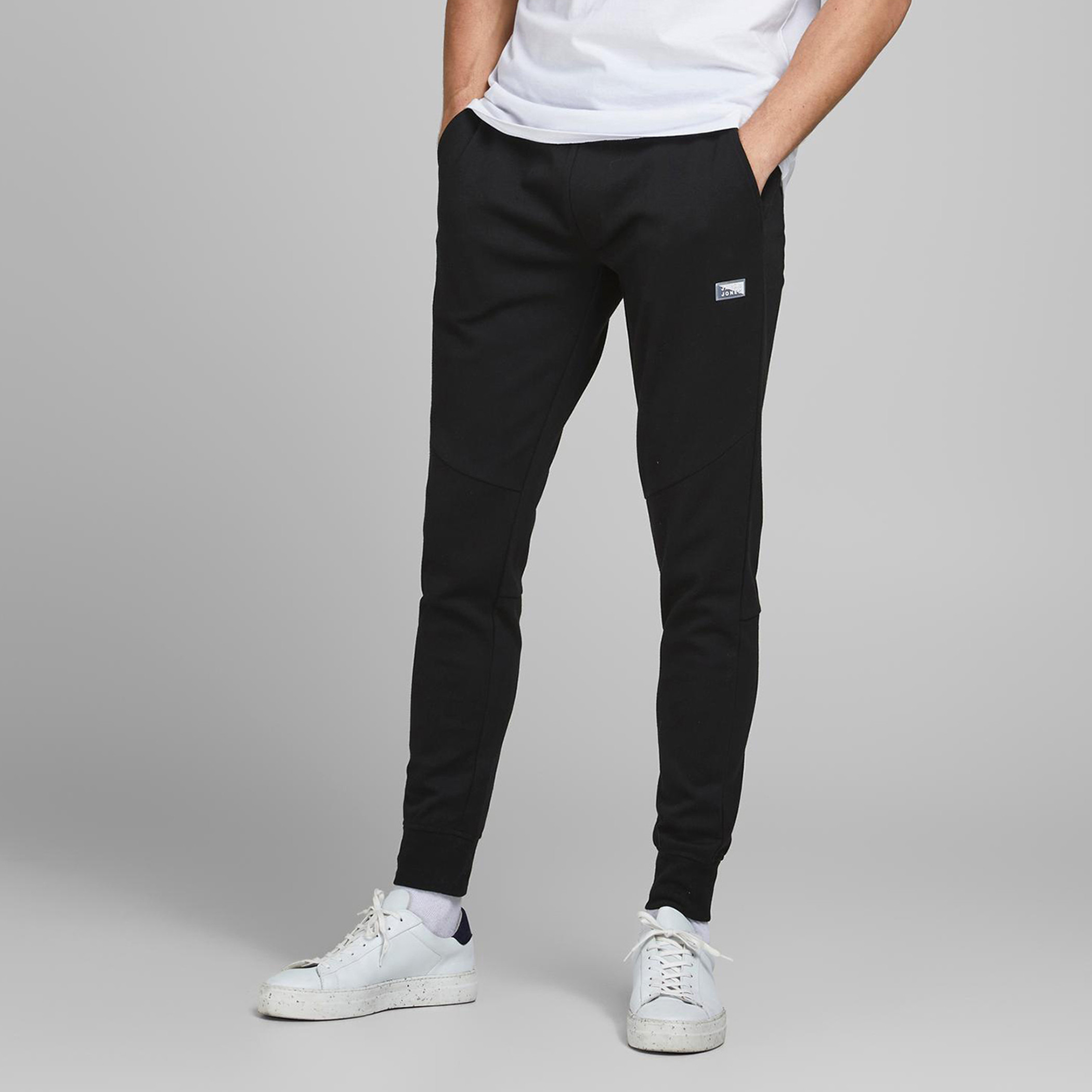 Jack & Jones Solid Mid-Rise Joggers with Drawstring Closure and Pocket-men-clothing-bottoms-joggers-image-1