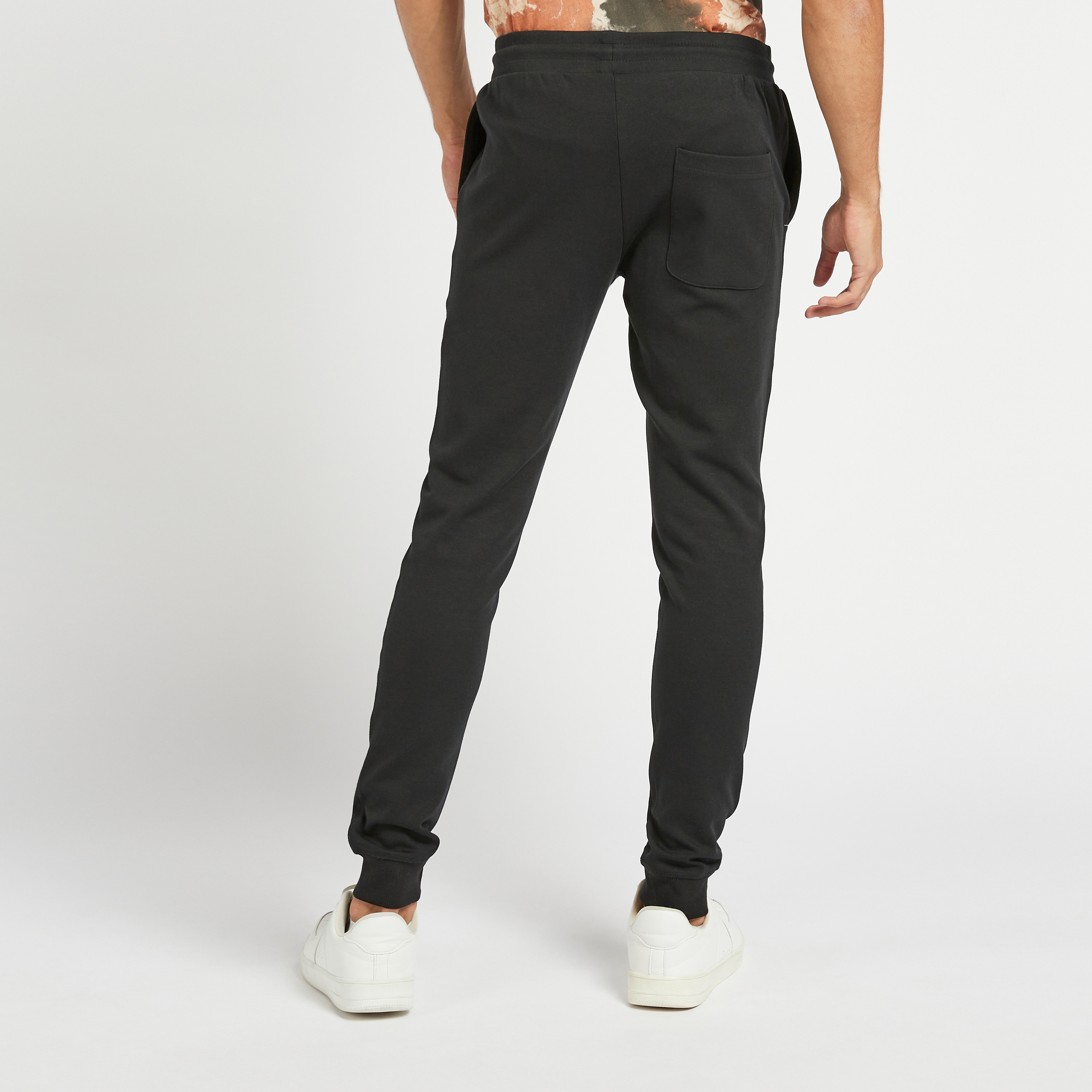 Jack & Jones Slim Fit Solid Mid-Rise Joggers with Elasticated Waist-men-clothing-bottoms-joggers-image-4