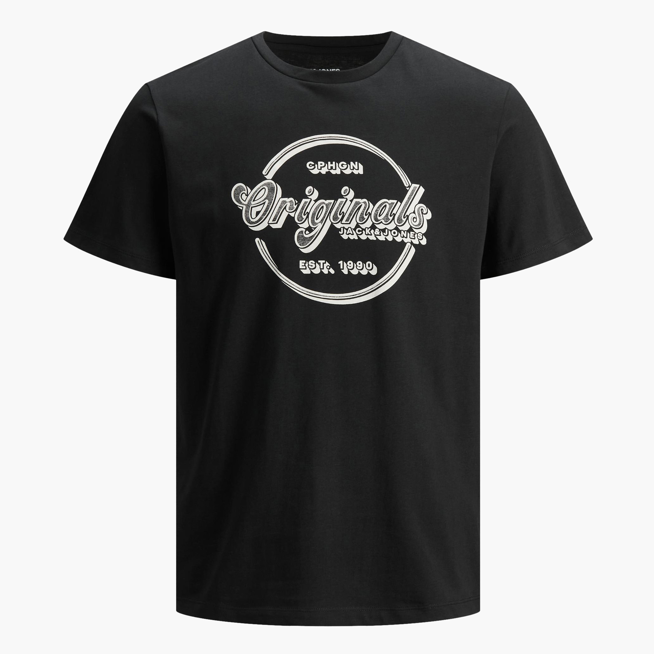 تيشيرت بأكمام قصيرة وياقة ضيّقة وطبعات من جاك & جونز-men-clothing-tshirtsandpolos-tshirts-image-1