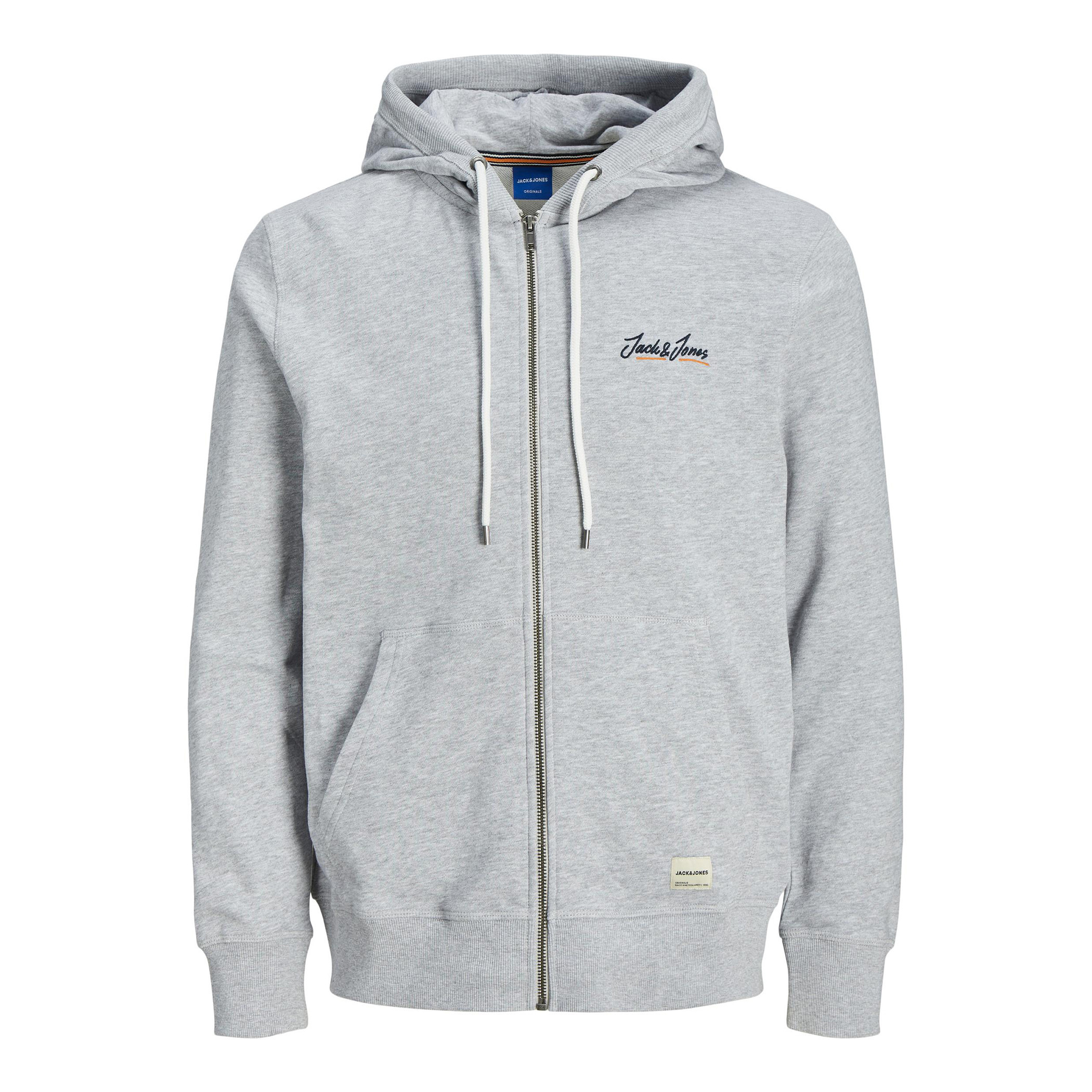 هودي جاك آند جونز للرجال بلون اسود بسحاب أمامي مع شعار وجيب كنغر منقسم-men-winterwear-hoodiesandsweatshirts-image-11