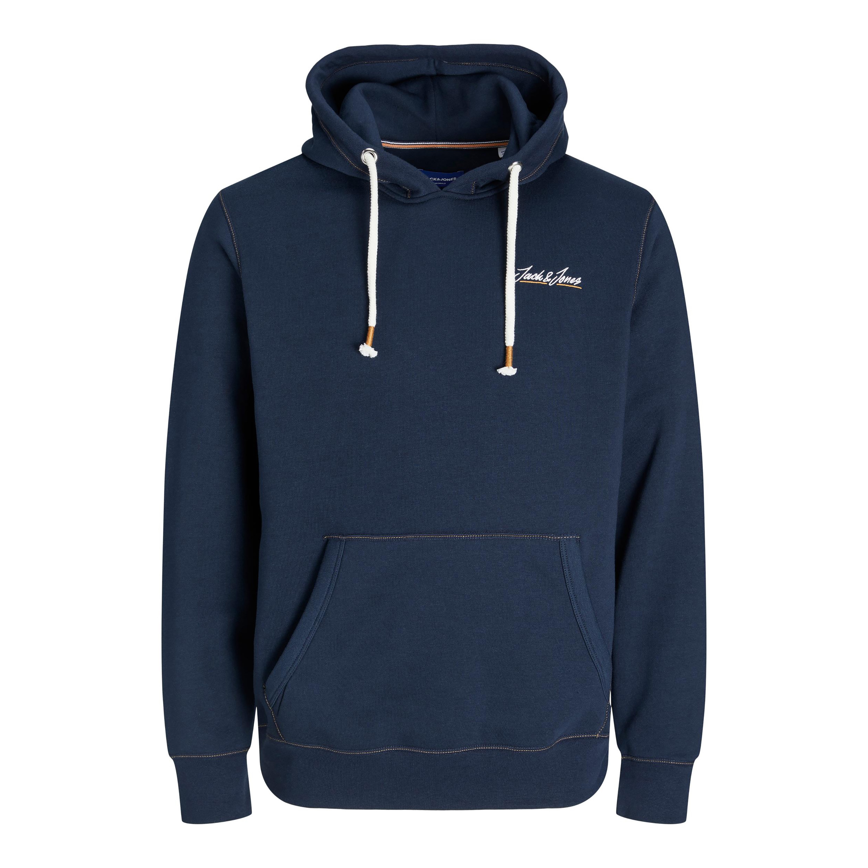هودي جاك آند جونز بجيب كانغارو سادة بلون ازرق كحلي للرجال-men-winterwear-hoodiesandsweatshirts-image-3