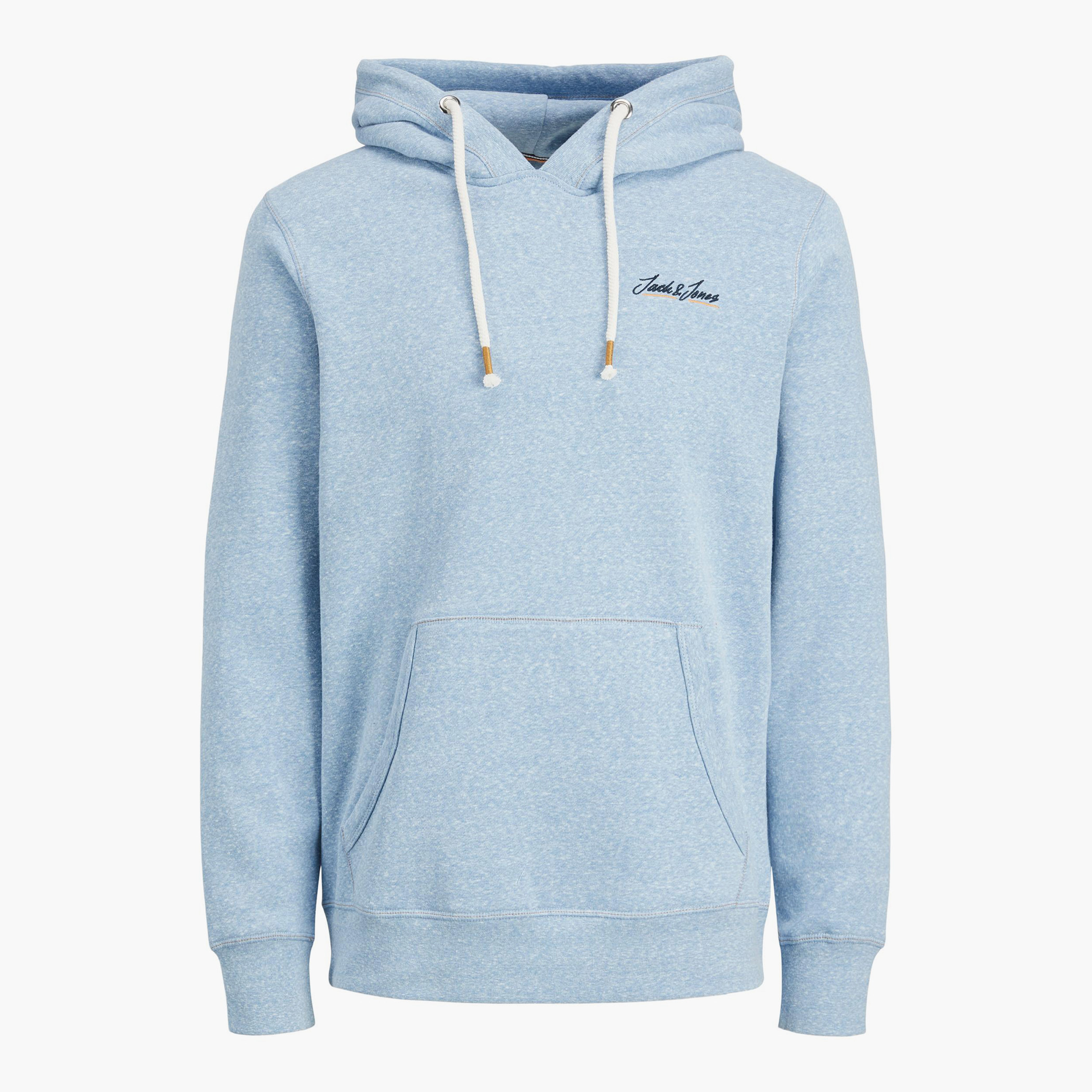 هودي جاك آند جونز من ستاندرد فيت بجيب كانغارو و شعار ازرق للرجال-men-winterwear-hoodiesandsweatshirts-image-1