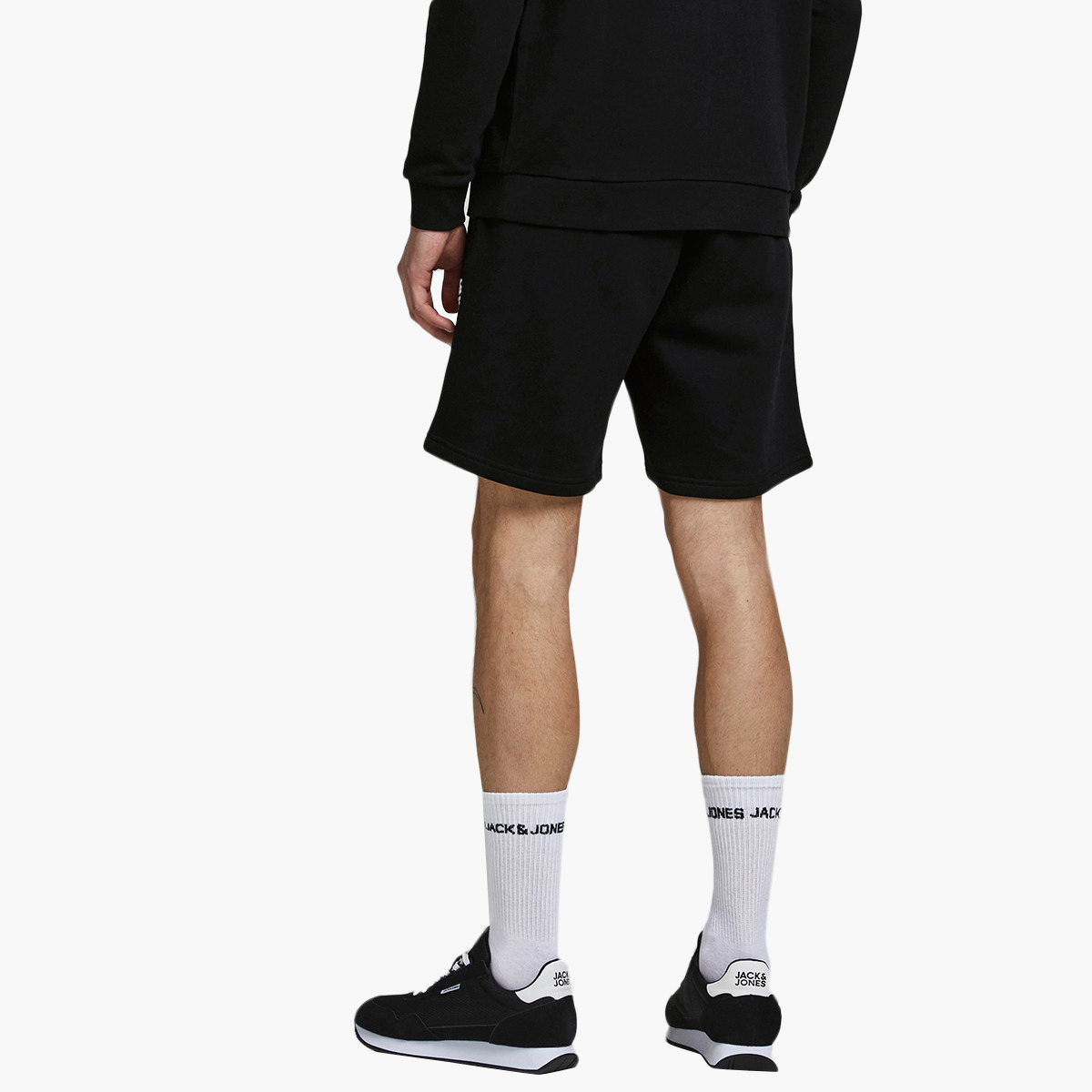 Jack & Jones Men Black Solid Pocket Detail Drawstring Sweat Shorts-men-clothing-bottoms-shorts-image-2
