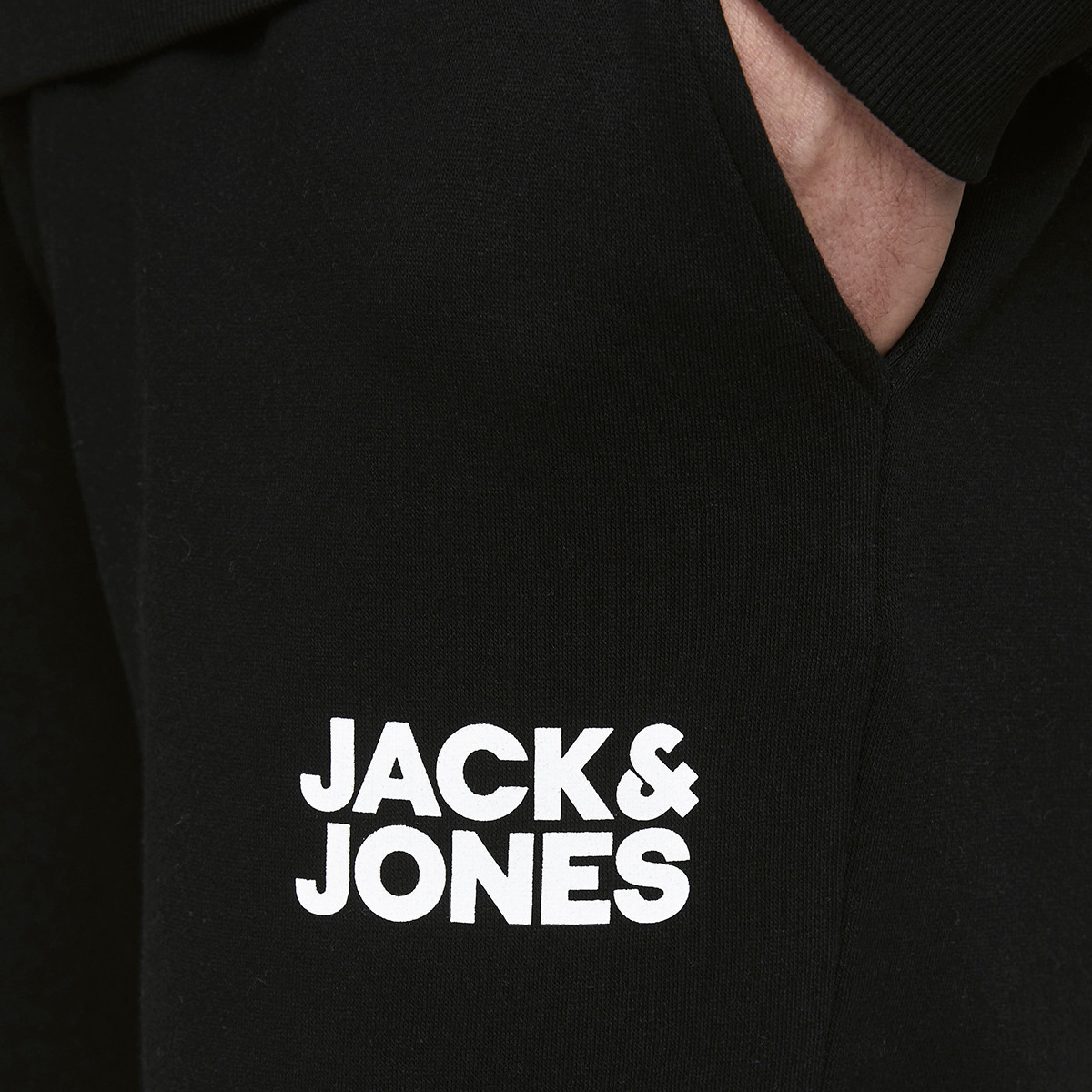 Jack & Jones Men Black Solid Pocket Detail Drawstring Sweat Shorts-men-clothing-bottoms-shorts-image-6