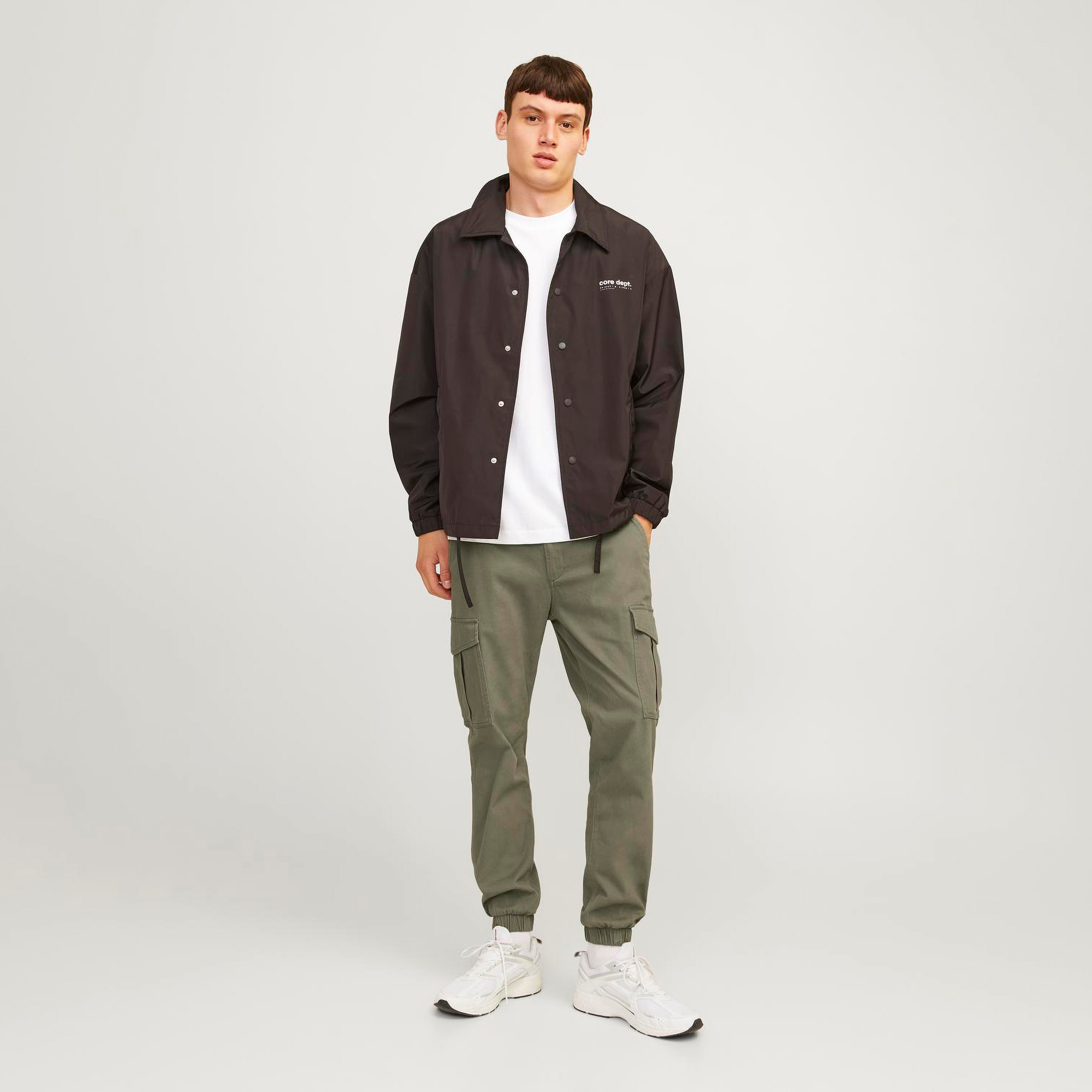 Jack & Jones Plain Mid Rise Buttoned Cargo Trousers-men-clothing-bottoms-joggers-image-2