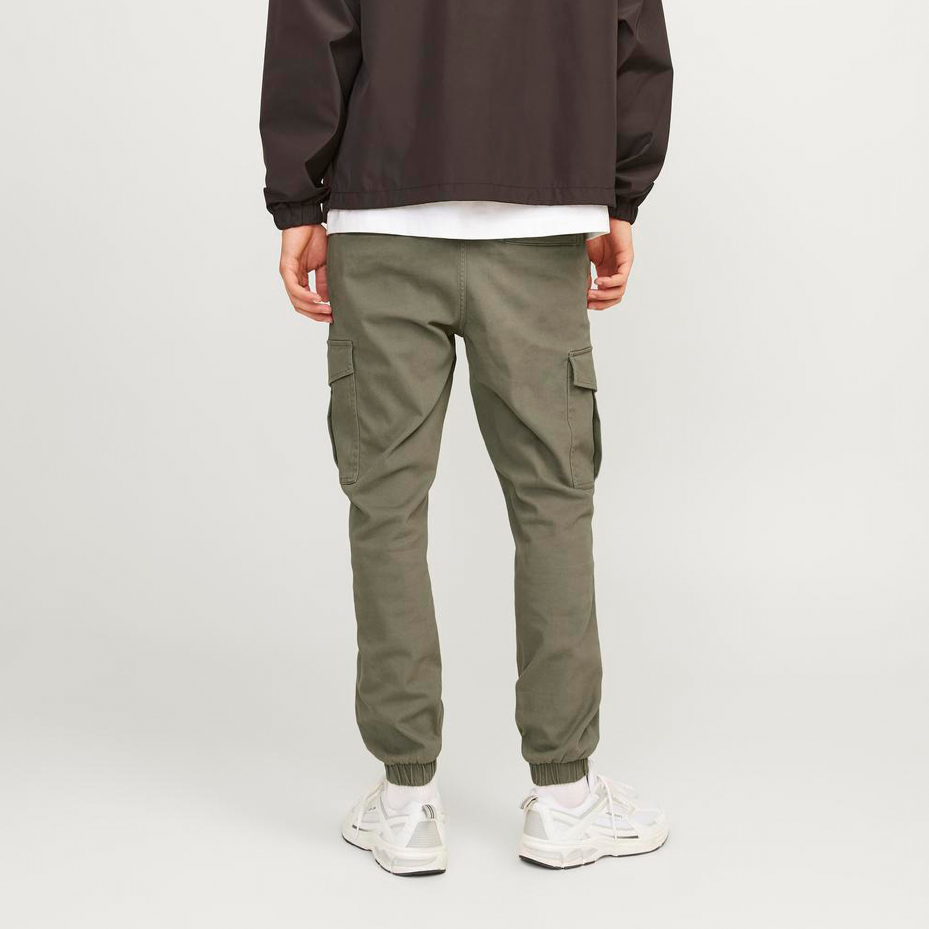 Jack & Jones Plain Mid Rise Buttoned Cargo Trousers-men-clothing-bottoms-joggers-image-4