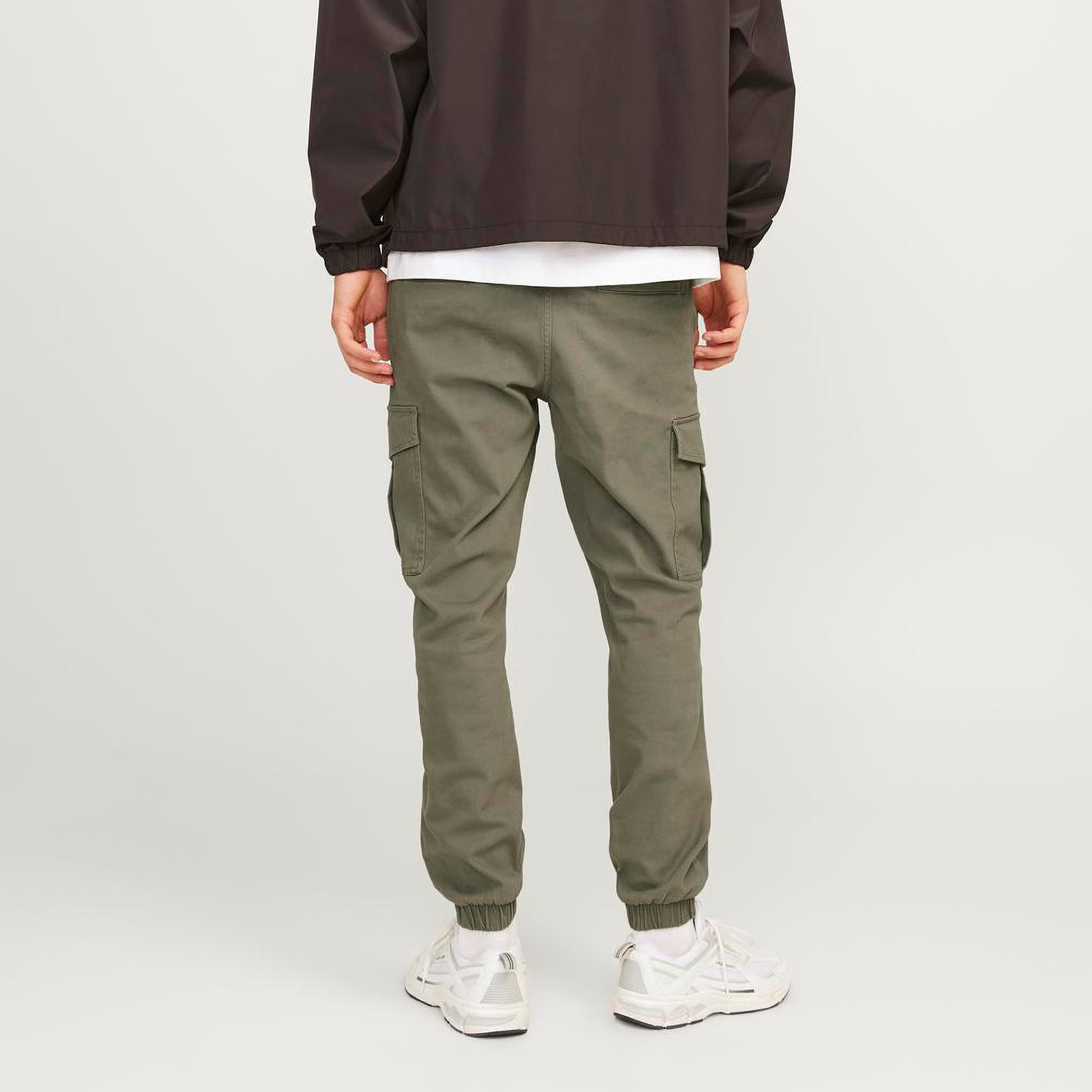 Jack & Jones Plain Mid Rise Buttoned Cargo Trousers-men-clothing-bottoms-joggers-image-4