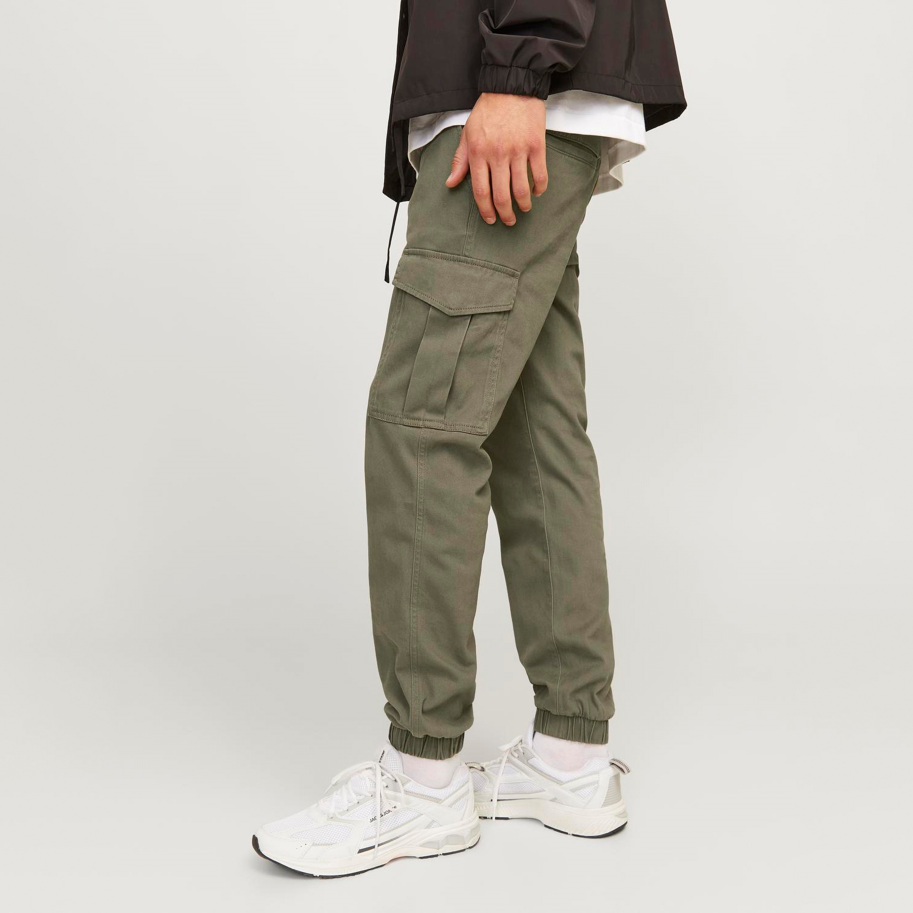 Jack & Jones Plain Mid Rise Buttoned Cargo Trousers-men-clothing-bottoms-joggers-image-5