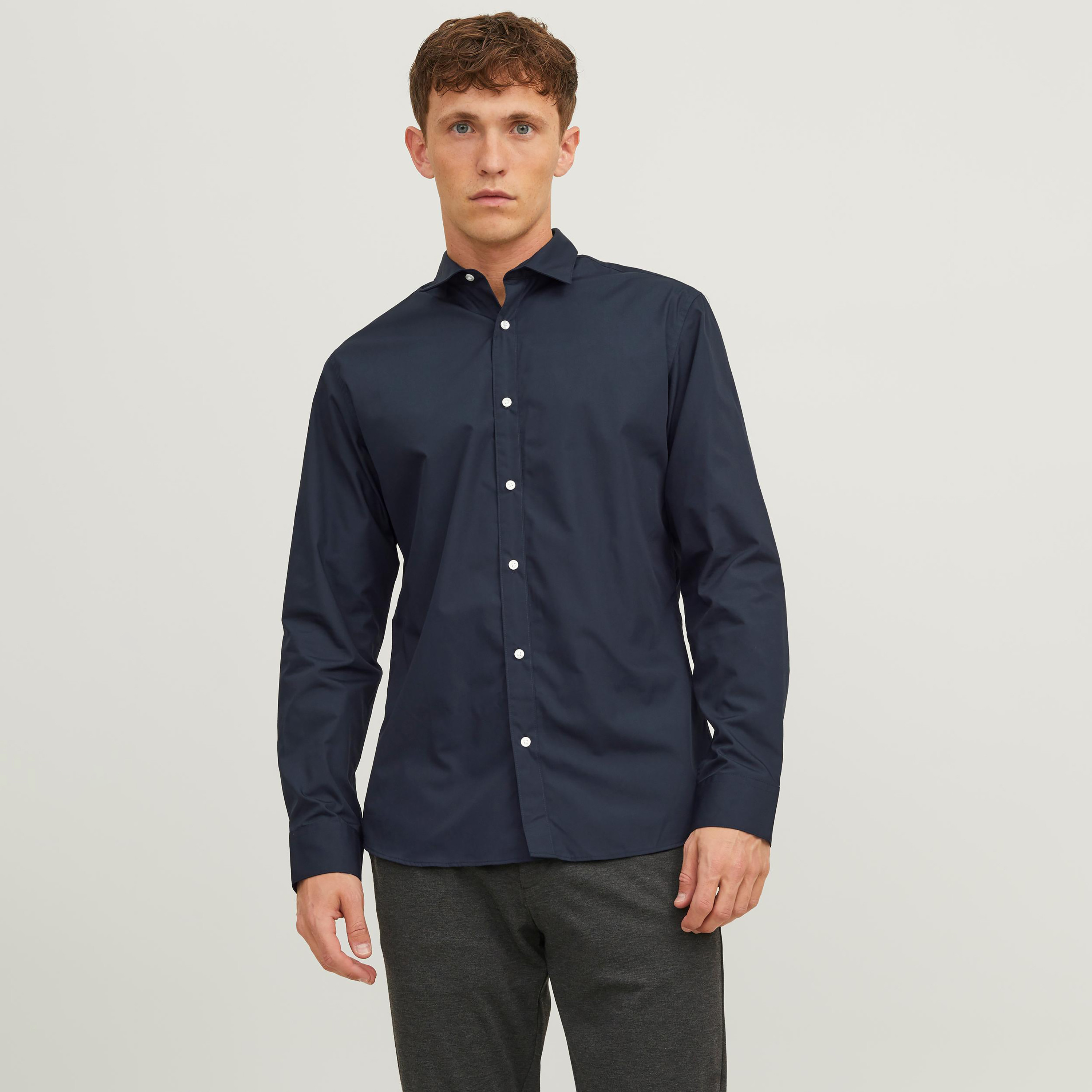 جاك وجونز سادة سليم صالح أكمام طويلة قميص رسمي-men-clothing-shirts-image-1