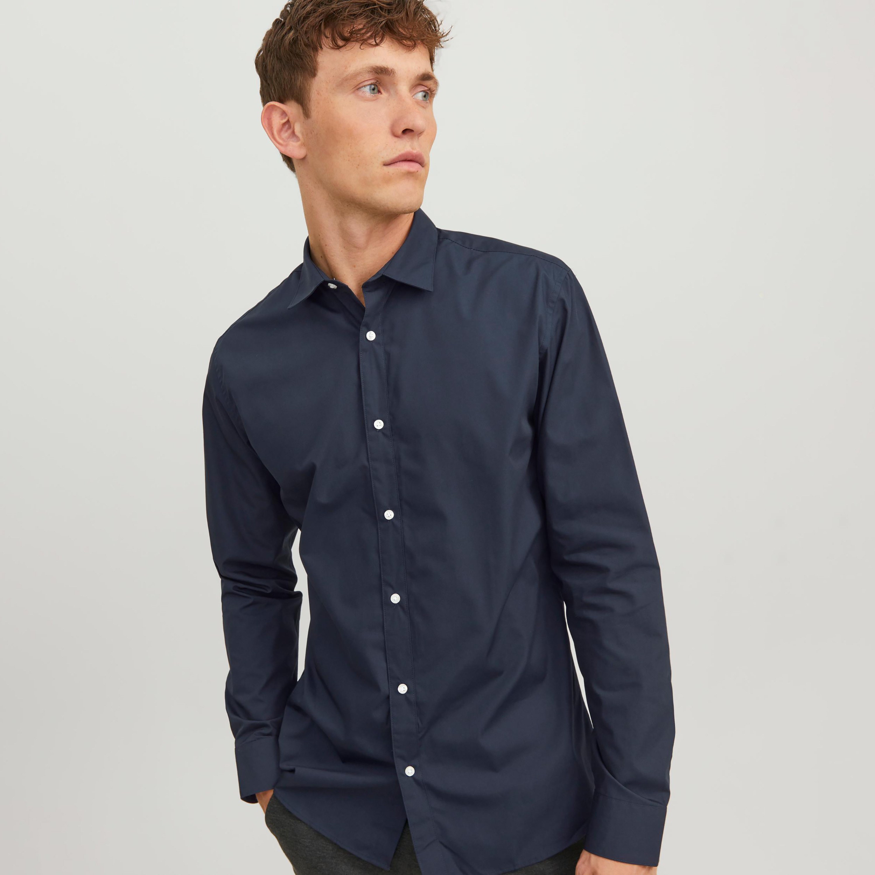 جاك وجونز سادة سليم صالح أكمام طويلة قميص رسمي-men-clothing-shirts-image-4