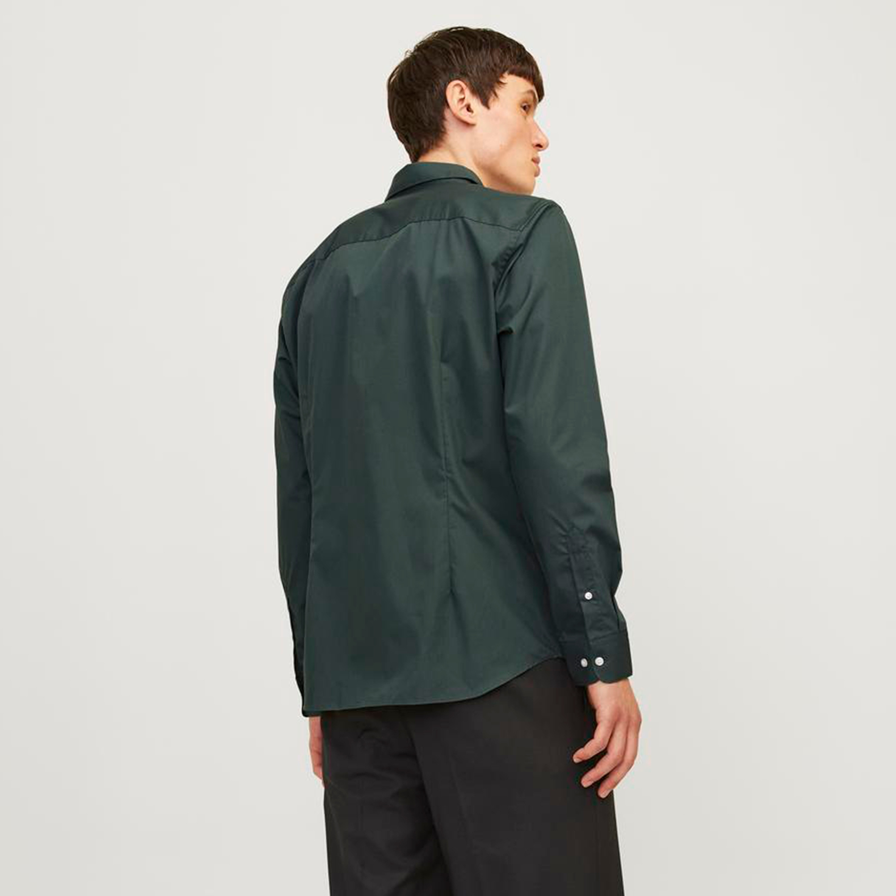 Jack & Jones Slim Fit Plain Spread Collar Long Sleeves Men's Shirt-men-clothing-shirts-image-5