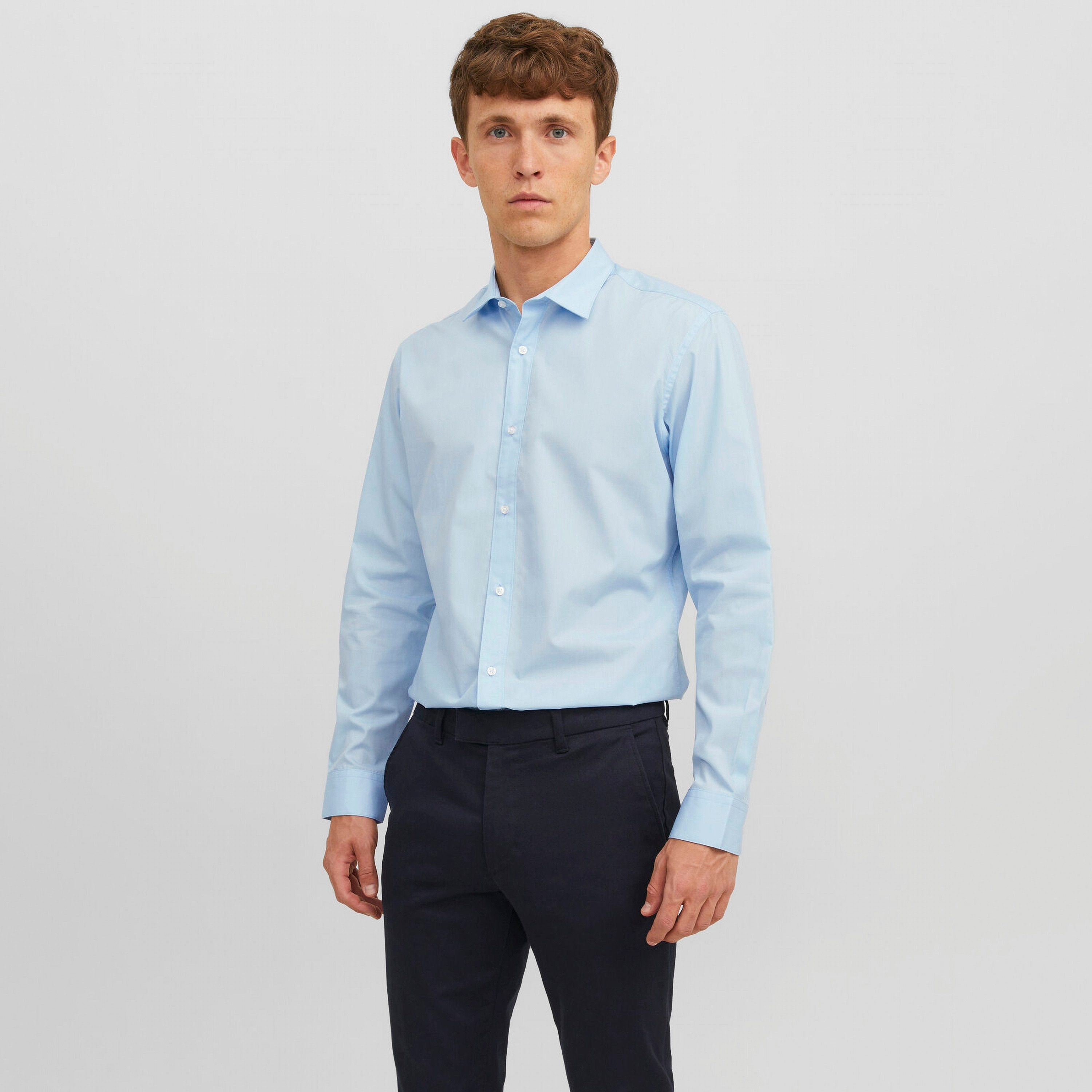 Jack & Jones Plain Slim Fit Long Sleeves Formal Shirt-men-clothing-shirts-image-1