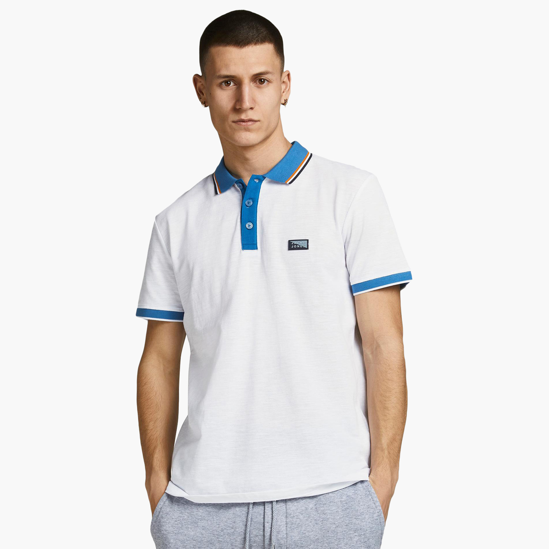 Jack & Jones Men Cotton Solid White Polo T-Shirt-men-clothing-tshirtsandpolos-polos-image-1